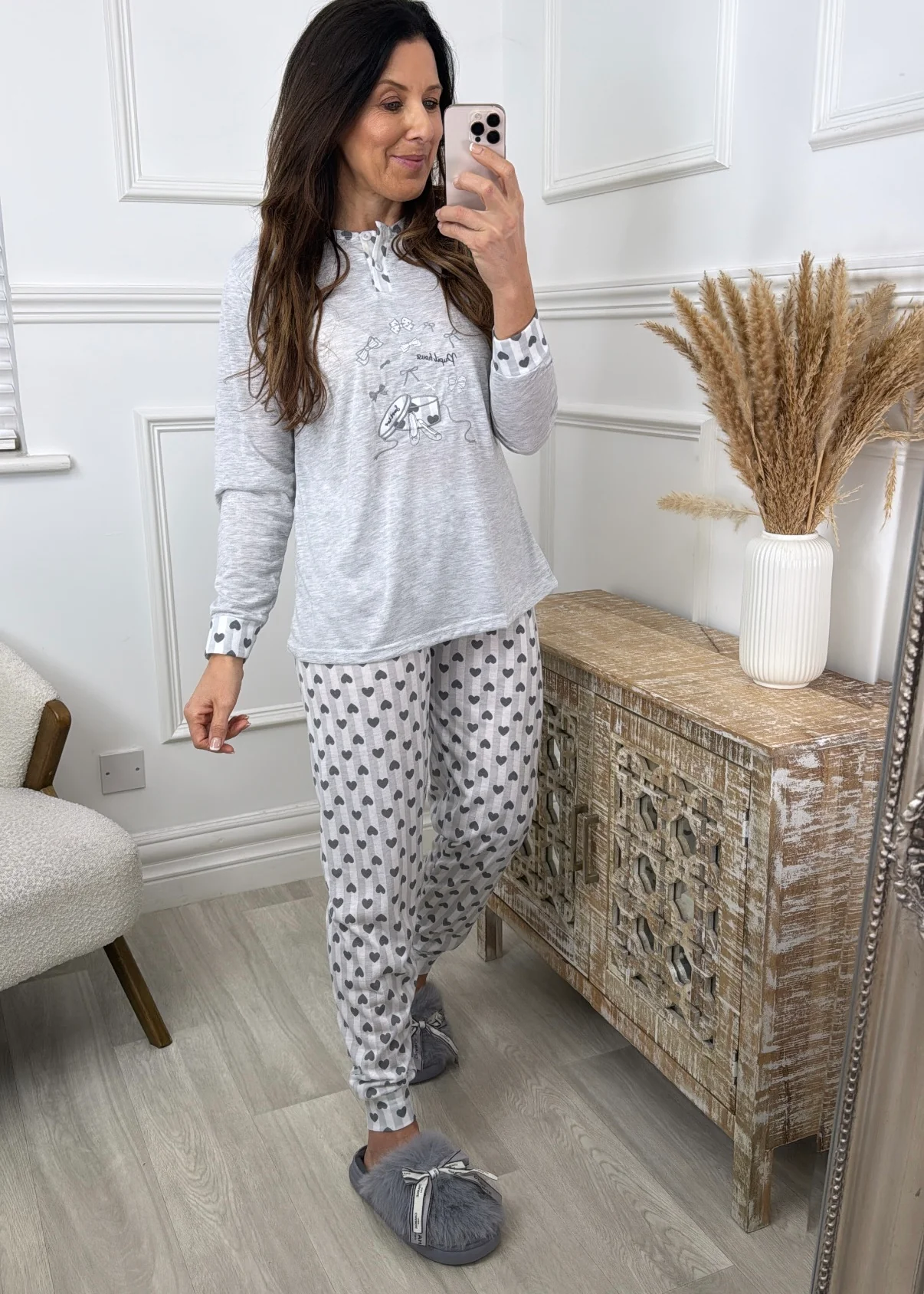 Donella Grey Embroidered Pajama
