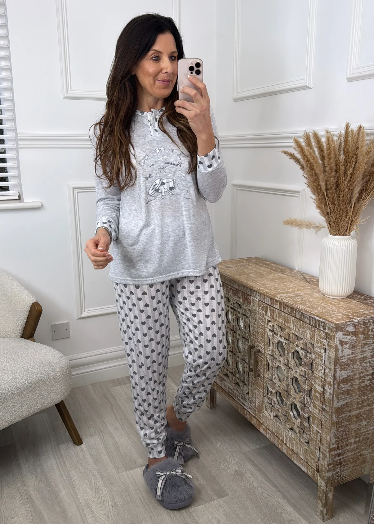 Donella Grey Embroidered Pajama - Image 2