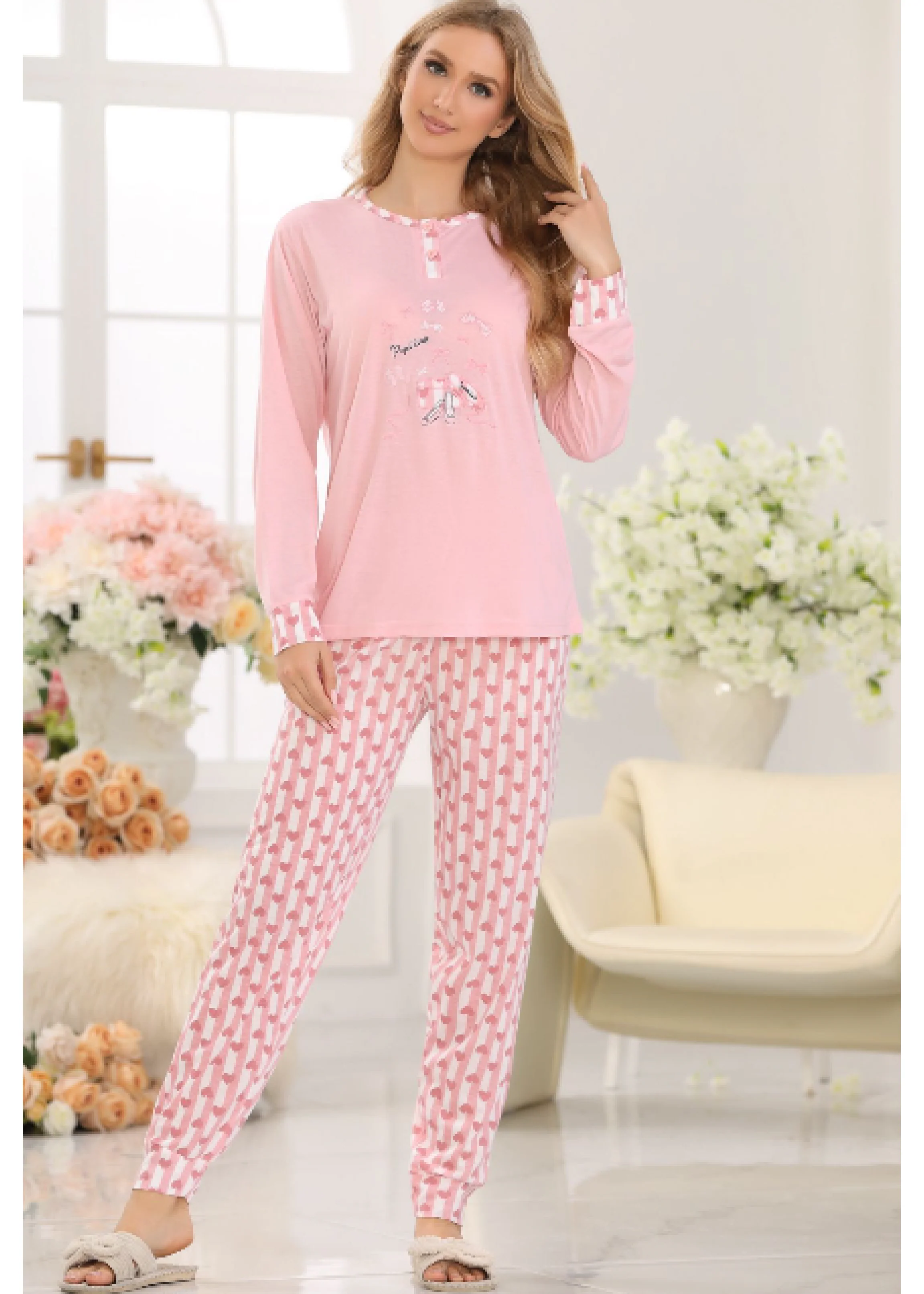 Donella Pink Embroidered Pajama - Image 3