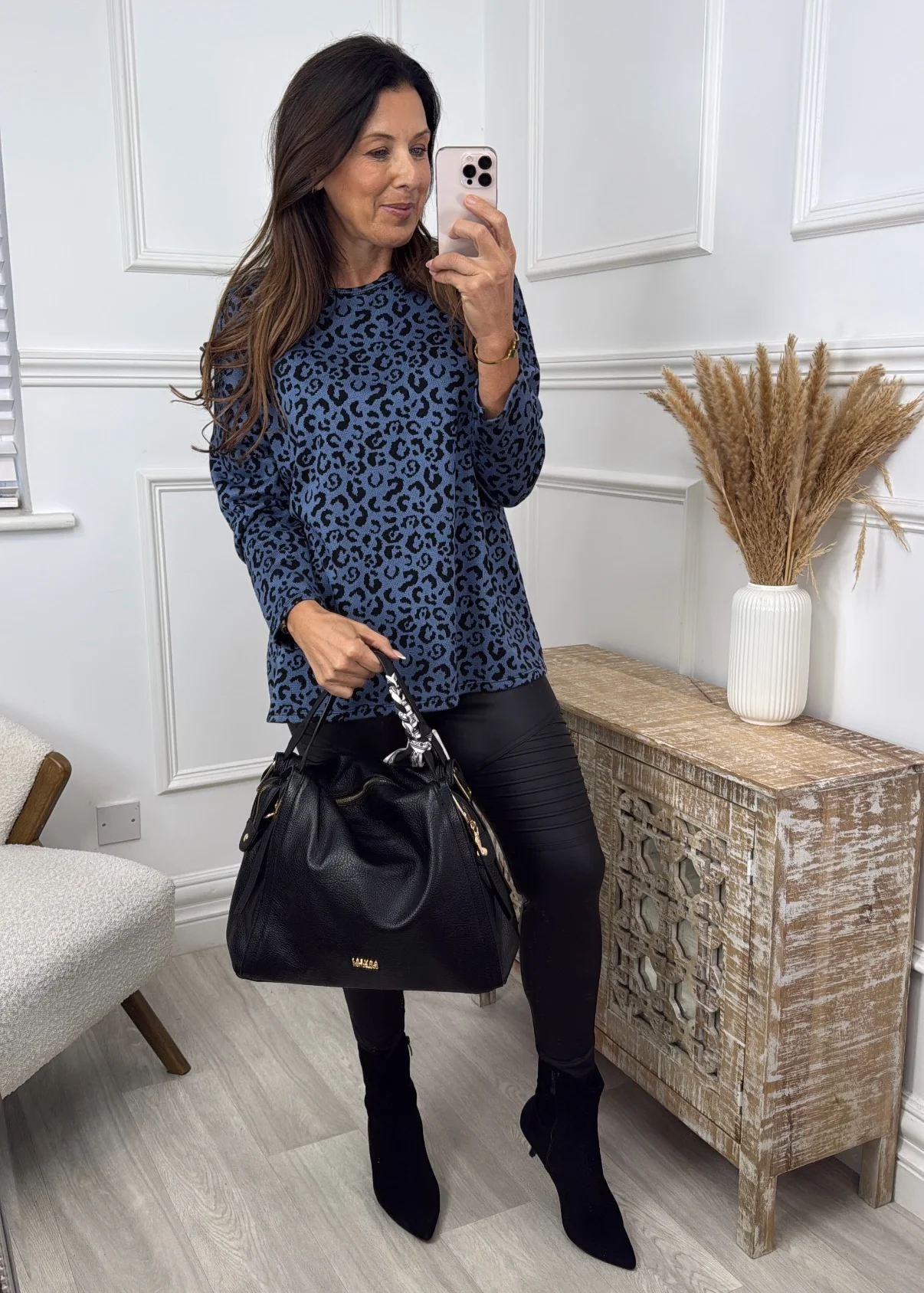 Dora Blue Leopard Print Top - Image 3