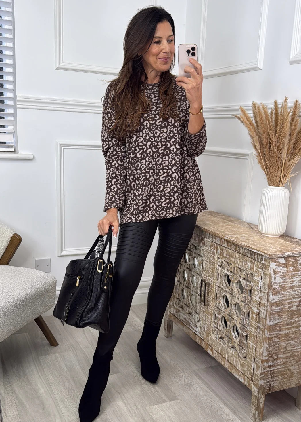 Dora Coffee Leopard Print Top - Image 2