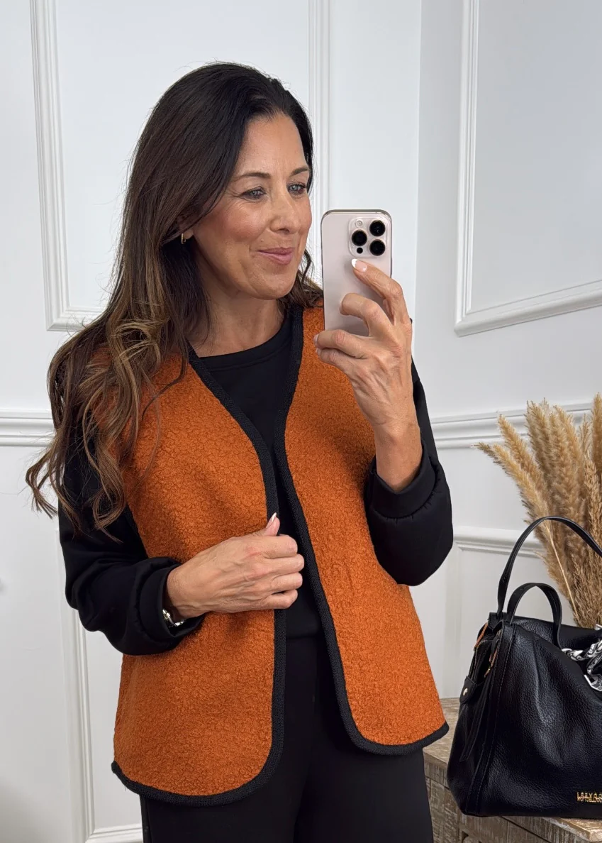 Eilis Terracotta Piping Detail Vest
