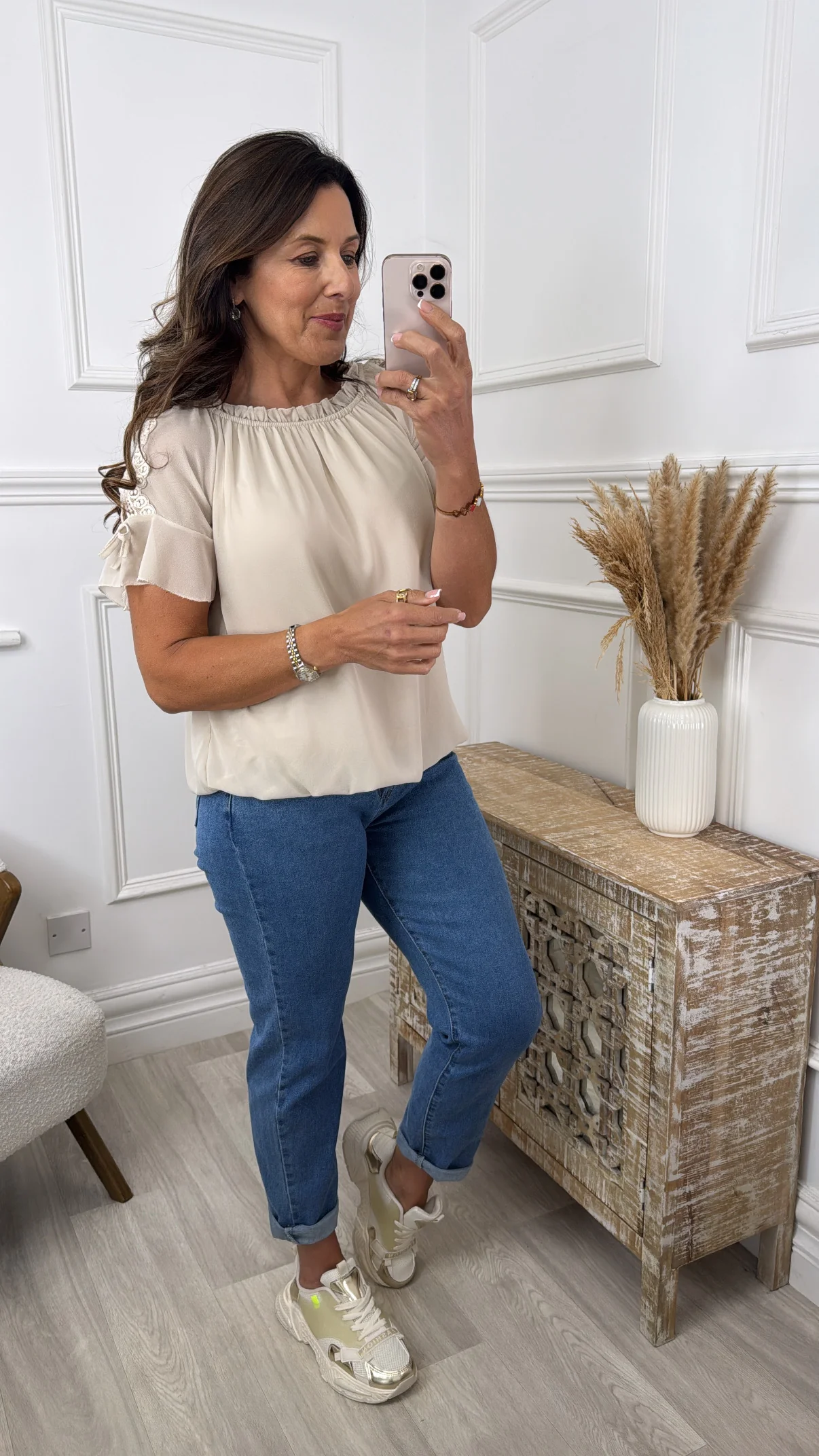 Eimear Cream Ruffle Neck Blouse - Image 5