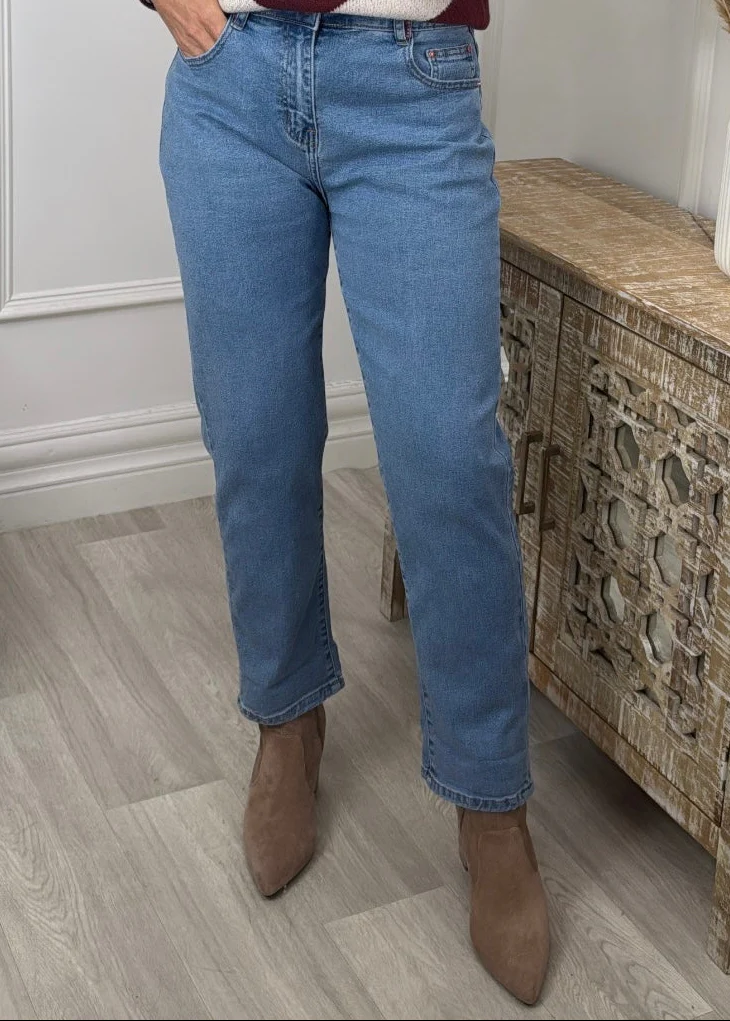 Eliza Blue High Waist Mom Jeans - Image 3