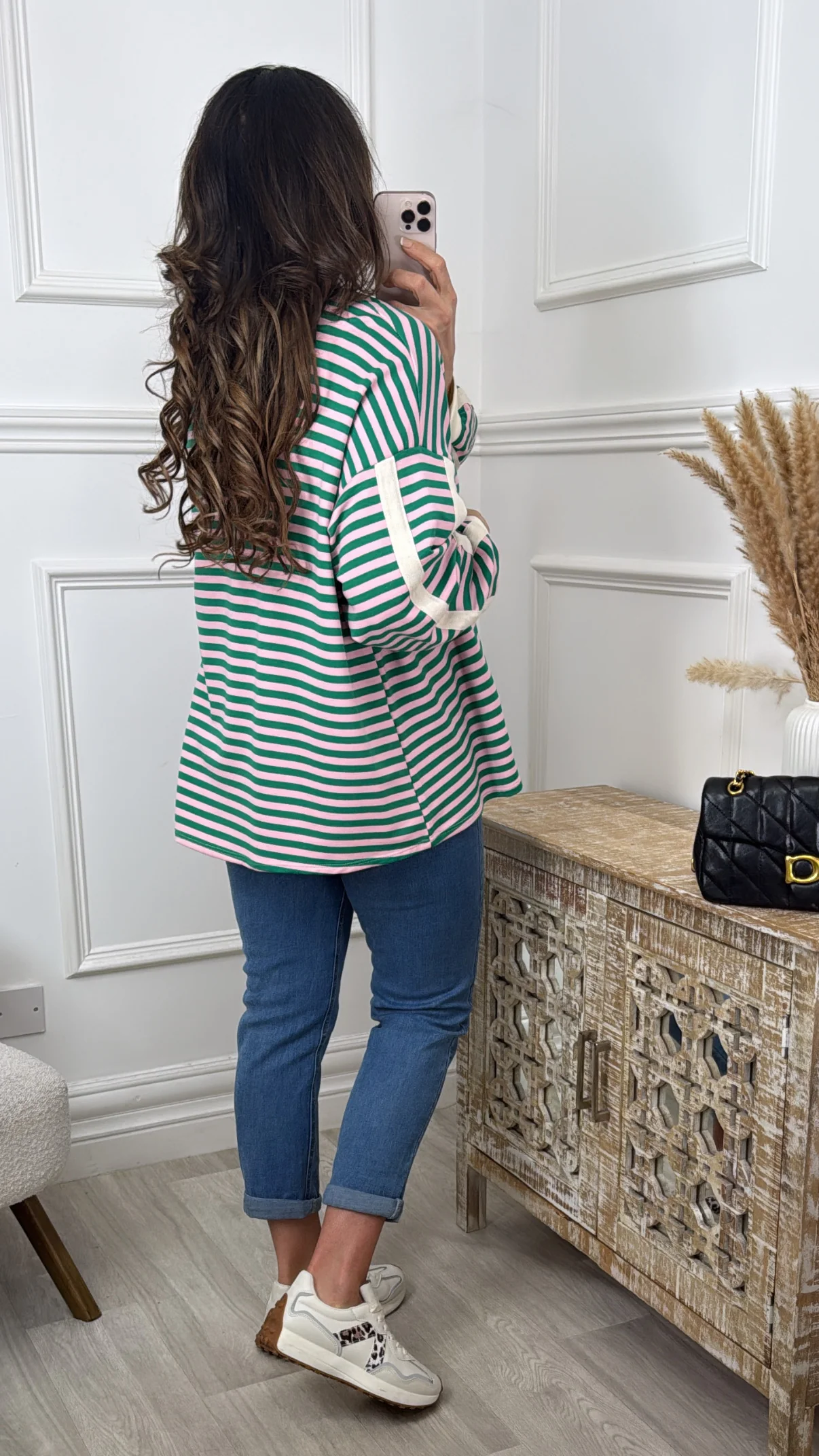 Elsa Green And Pink Stripe Top - Image 4