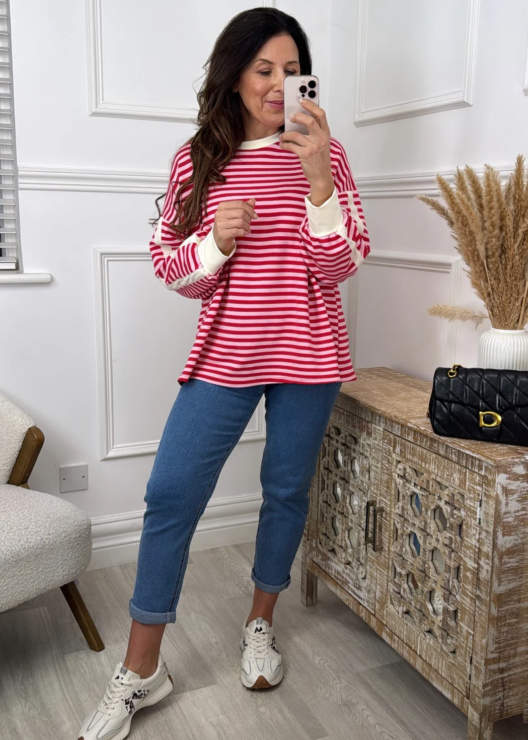 Elsa Red And Pink Stripe Top - Image 3