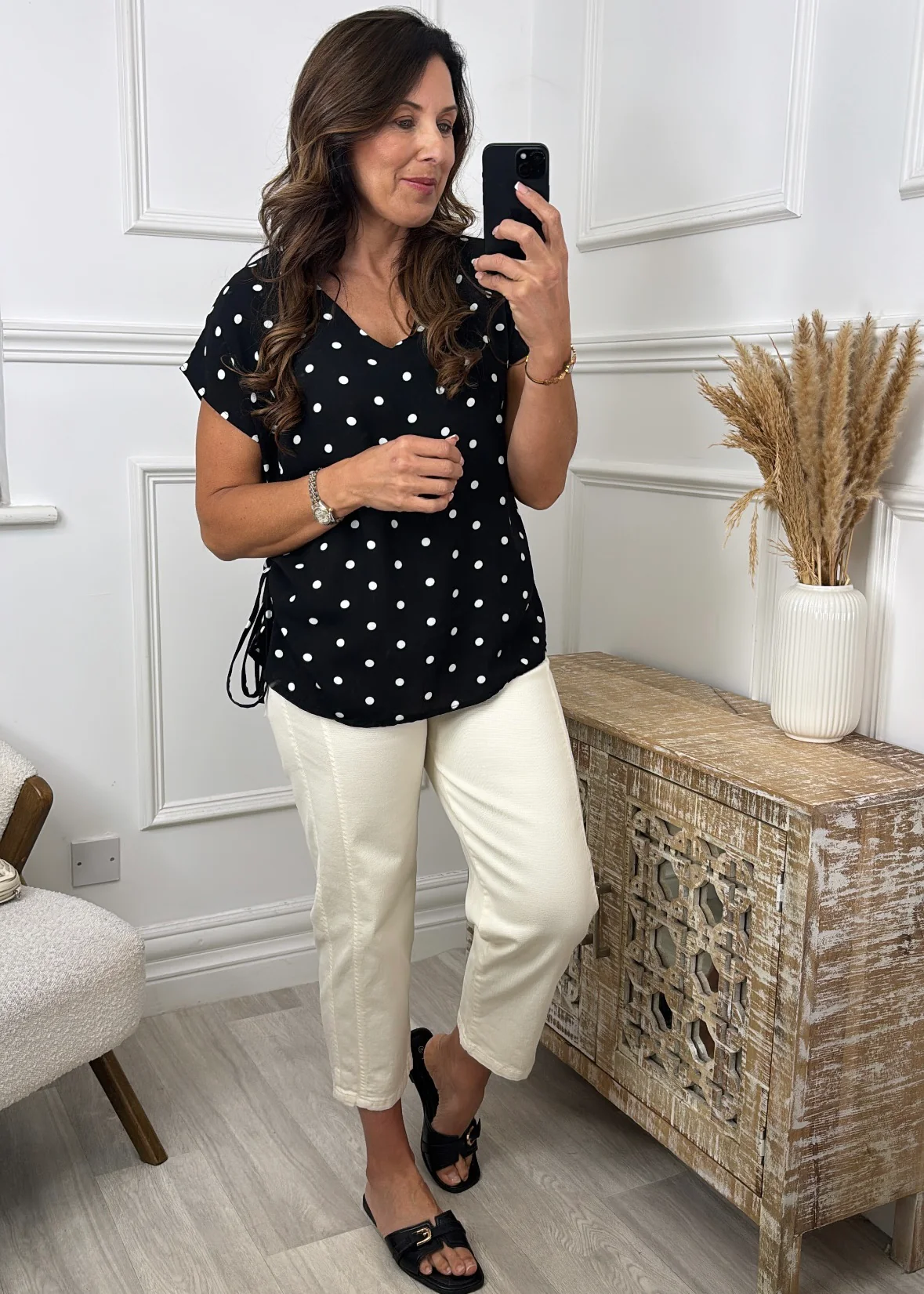 Emilia Black Polka Dot Blouse