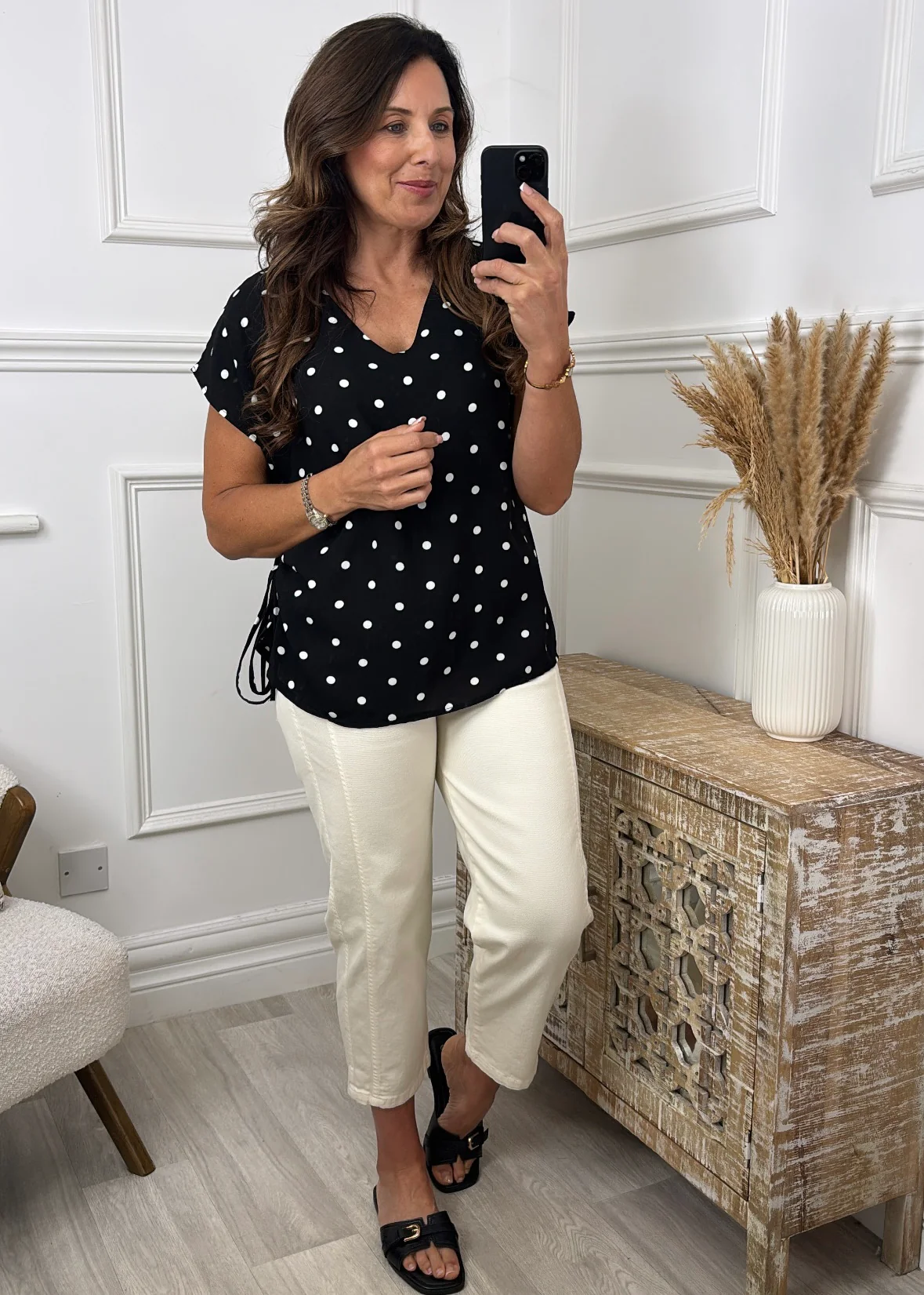 Emilia Black Polka Dot Blouse - Image 2