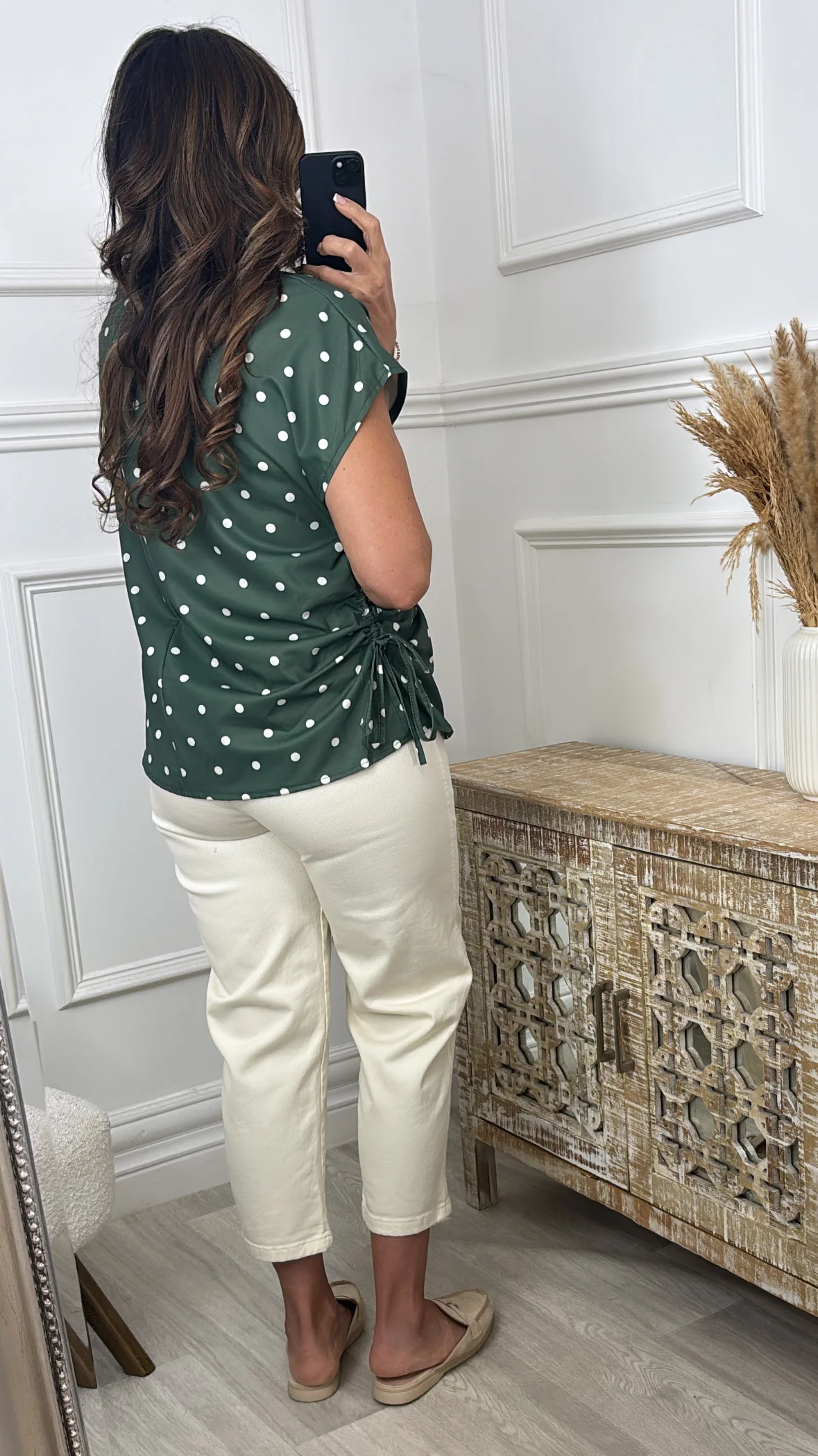Elly Khaki Polka Dot Blouse - Image 5