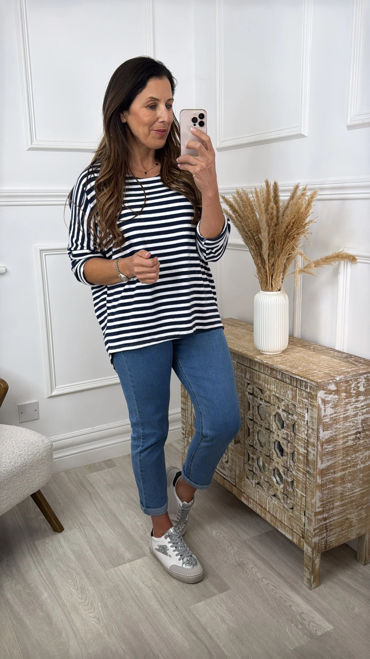 Francine Navy Striped Top - Image 3