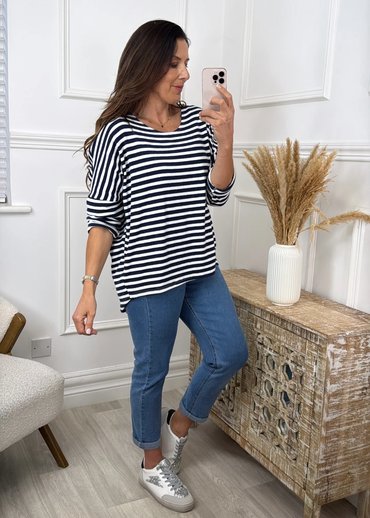 Francine Navy Striped Top - Image 6