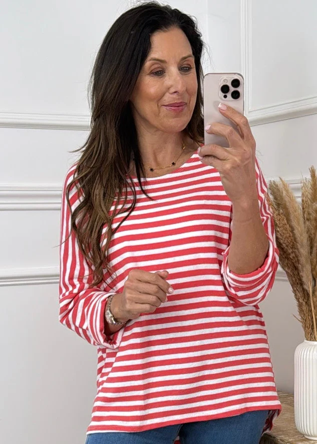 Francine Red Striped Top