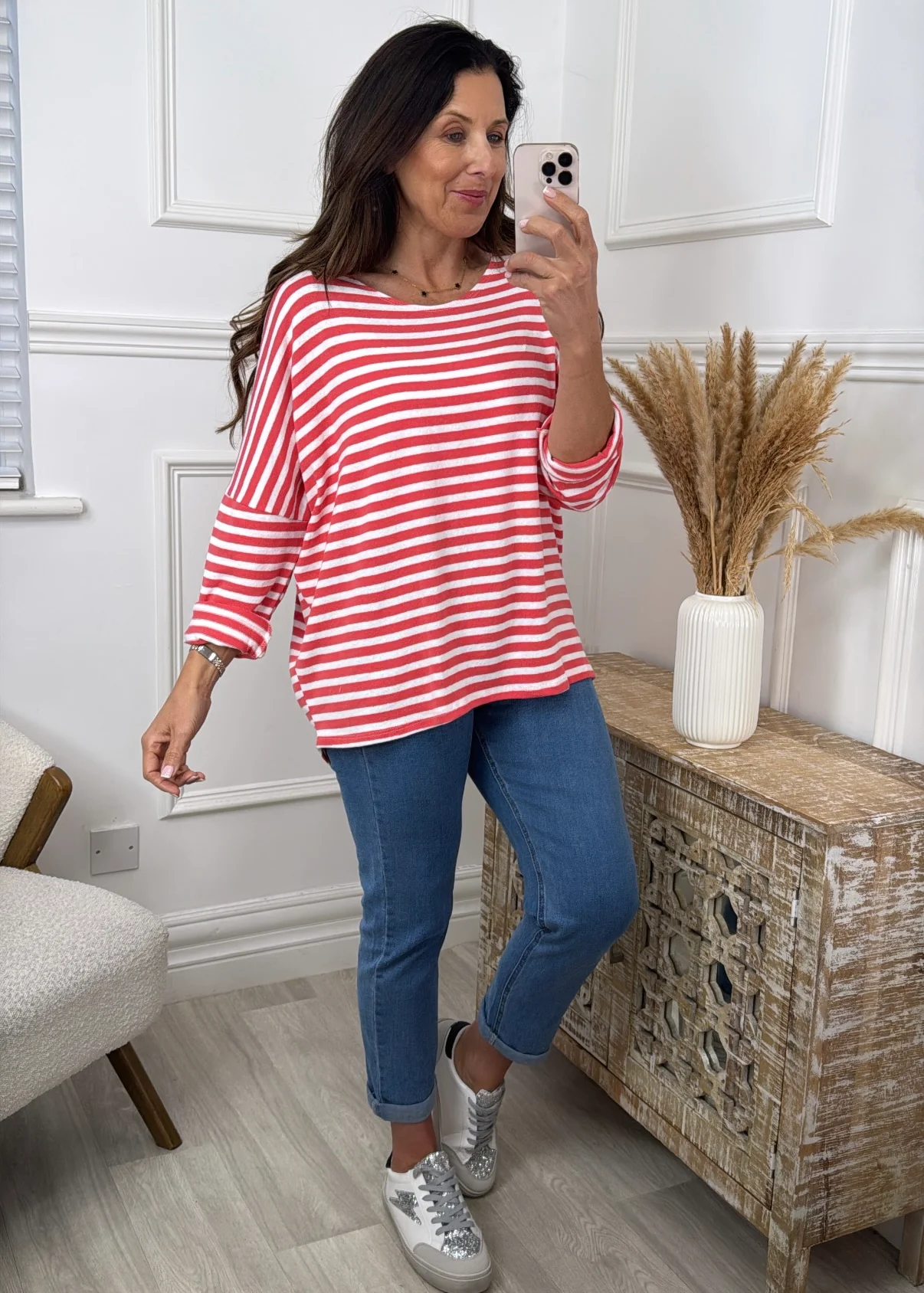 Francine Red Striped Top - Image 2
