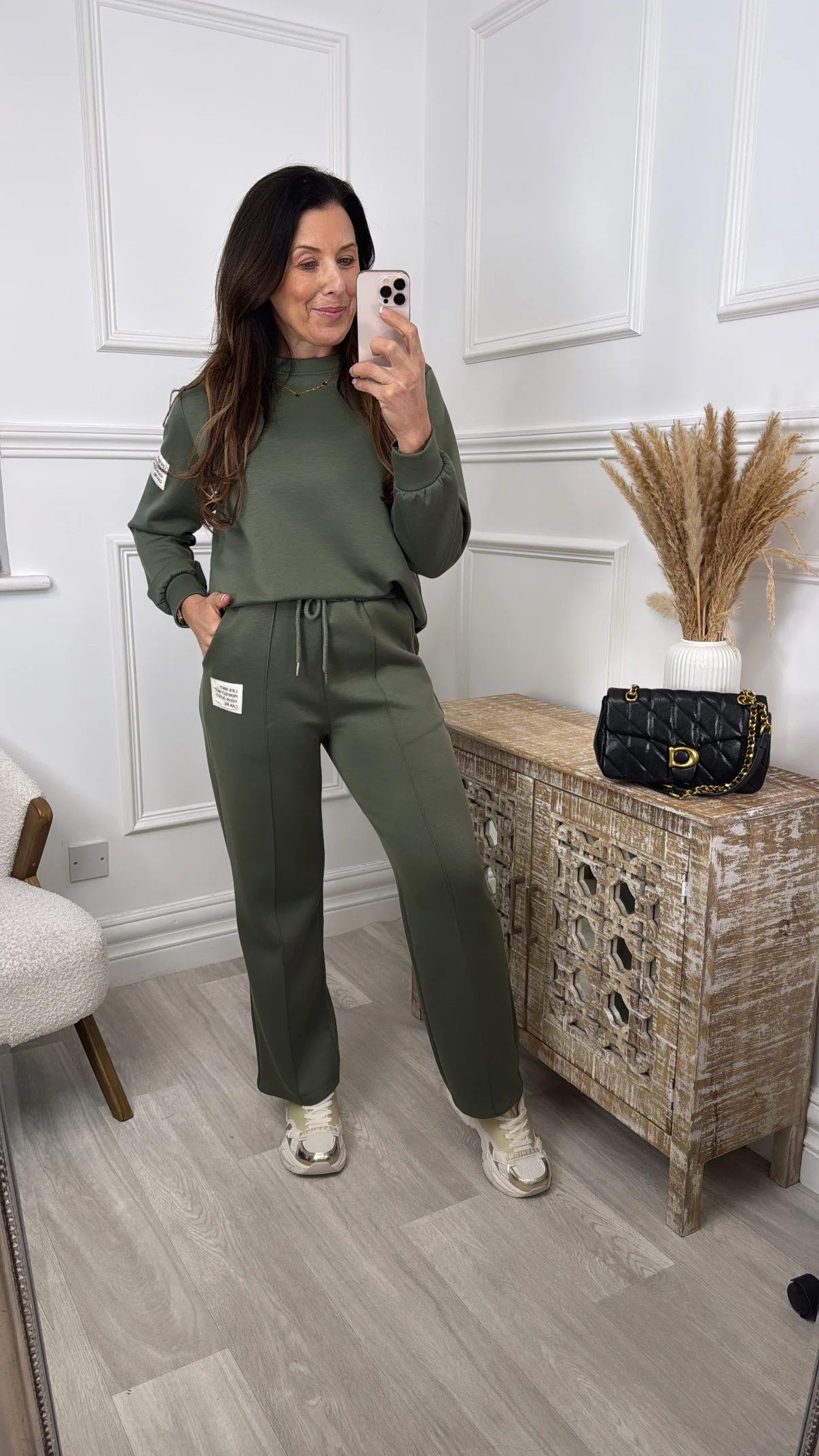 Gail Khaki Seam Detail Set - Image 2