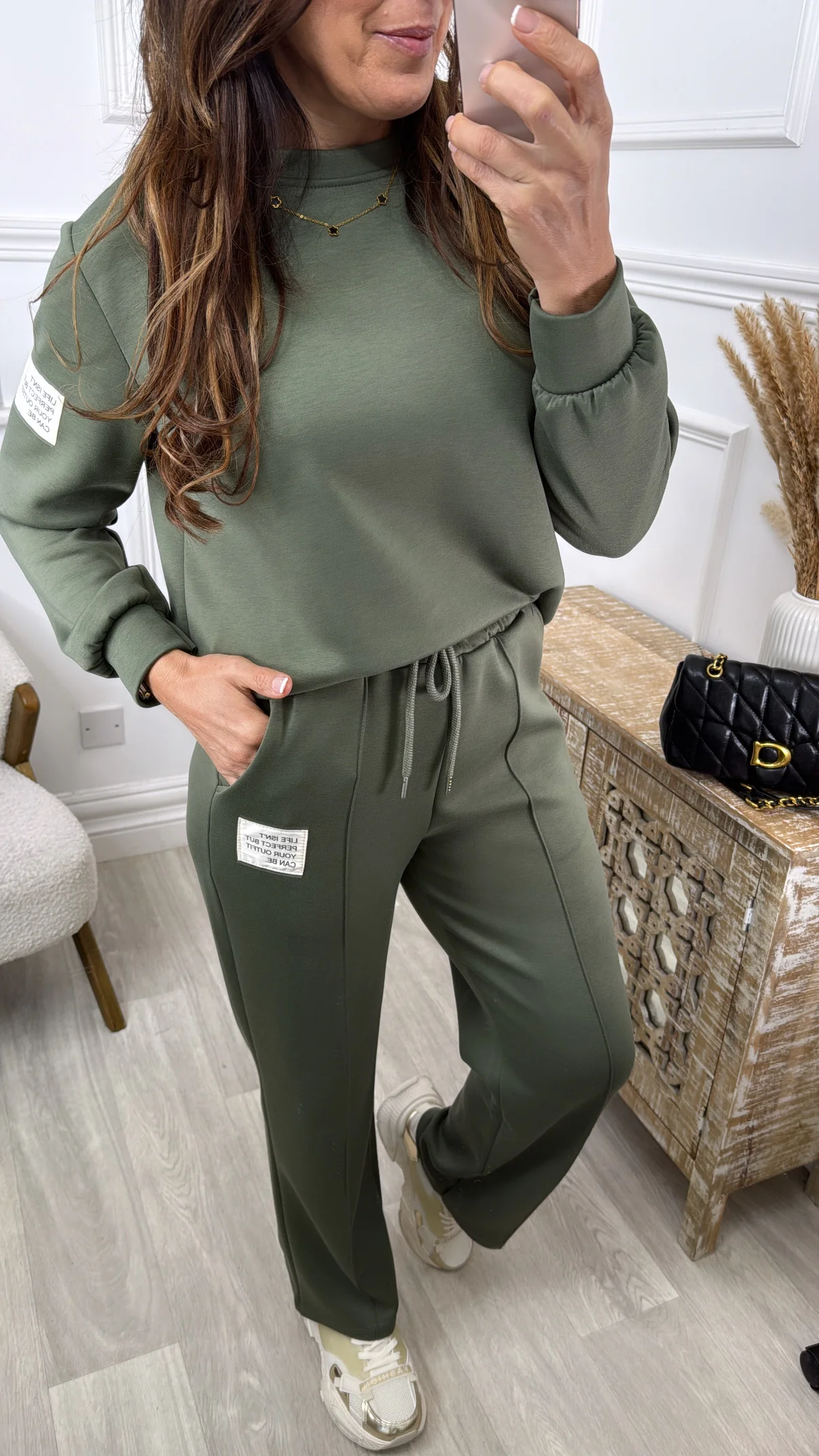 Gail Khaki Seam Detail Set - Image 3