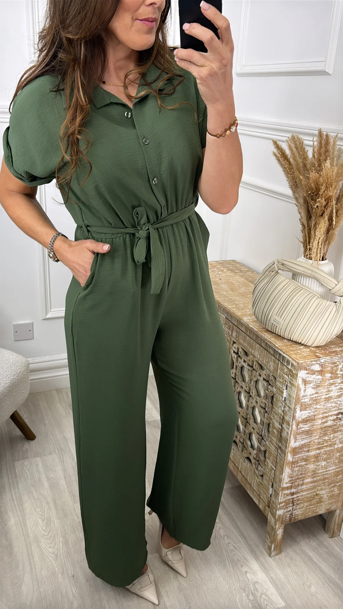 Gwenda Khaki Straight Leg Jumpsuit - Image 3