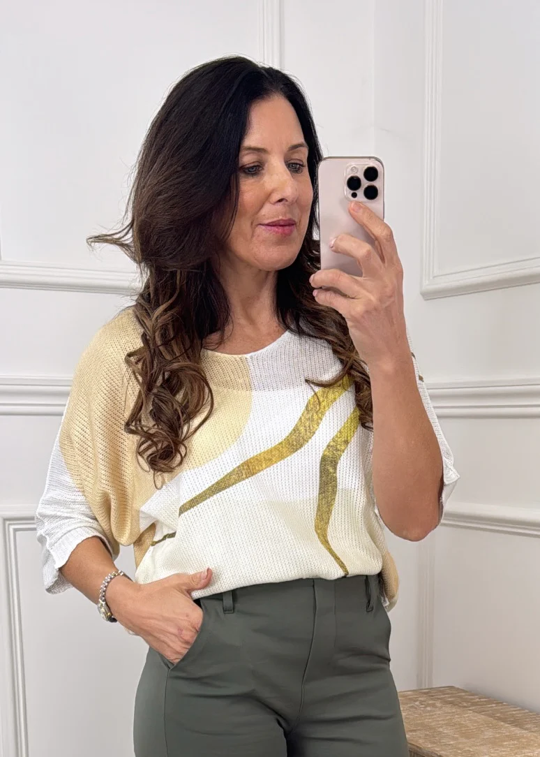 Harper Beige Gold Detail Top
