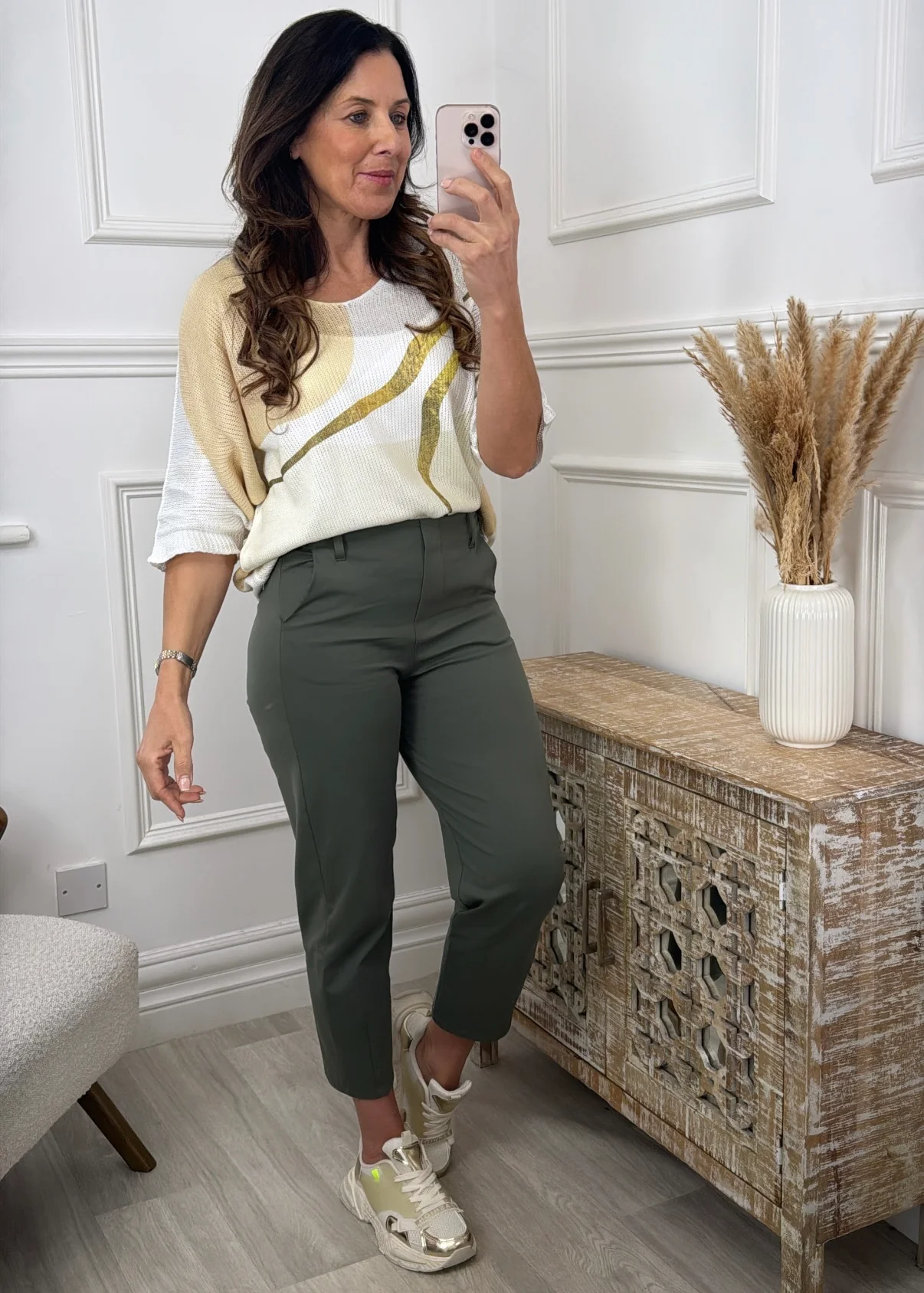Harper Beige Gold Detail Top - Image 2
