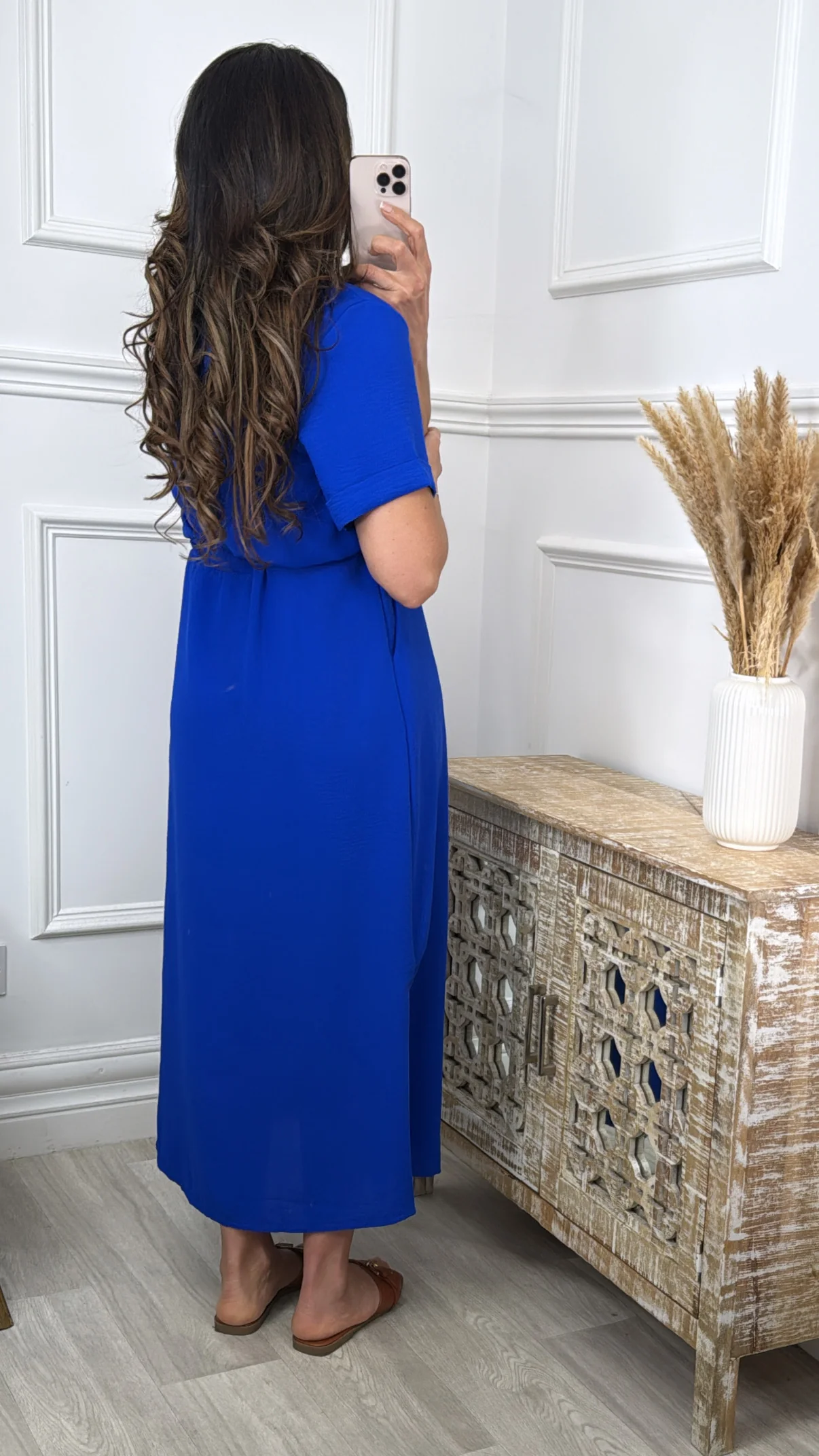 Indiana Royal Blue Drawstring Waist Maxi Dress - Image 3