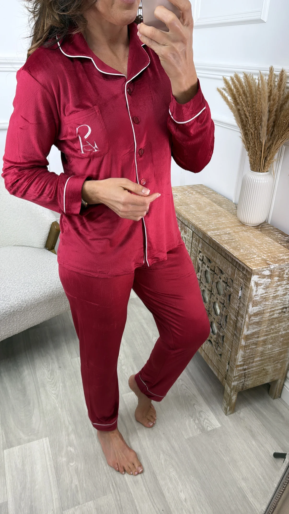 Indira Red Velour Pajama - Image 5