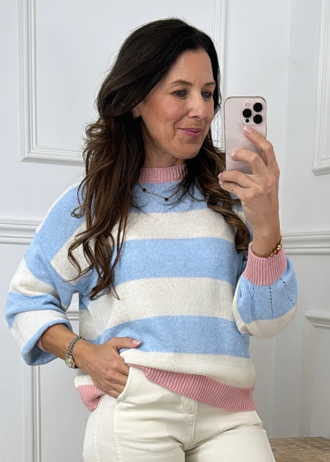 Ines Blue Wide Sleeve Jumper