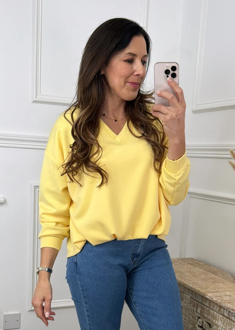 Iris Yellow V Neck Top