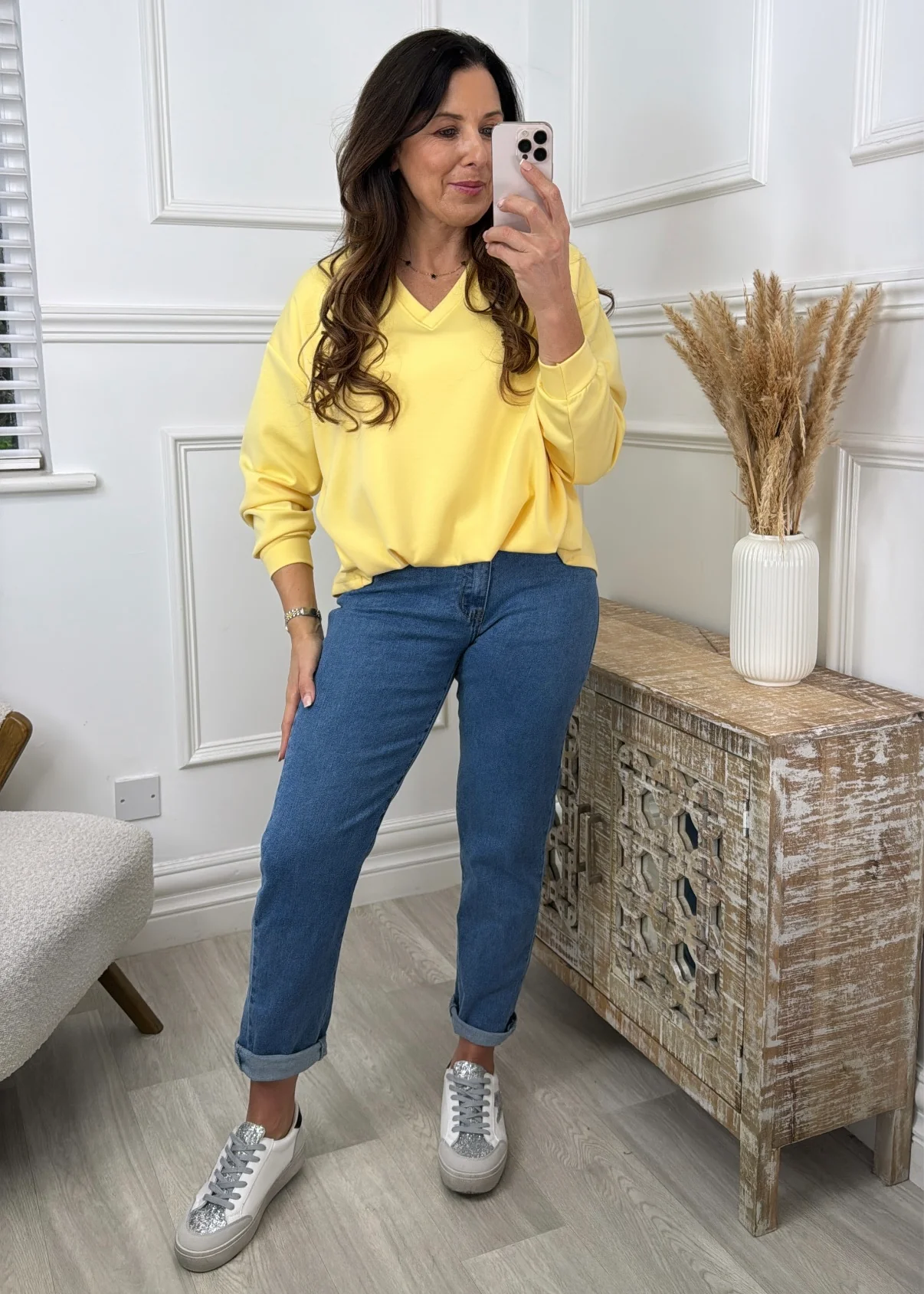 Iris Yellow V Neck Top - Image 4