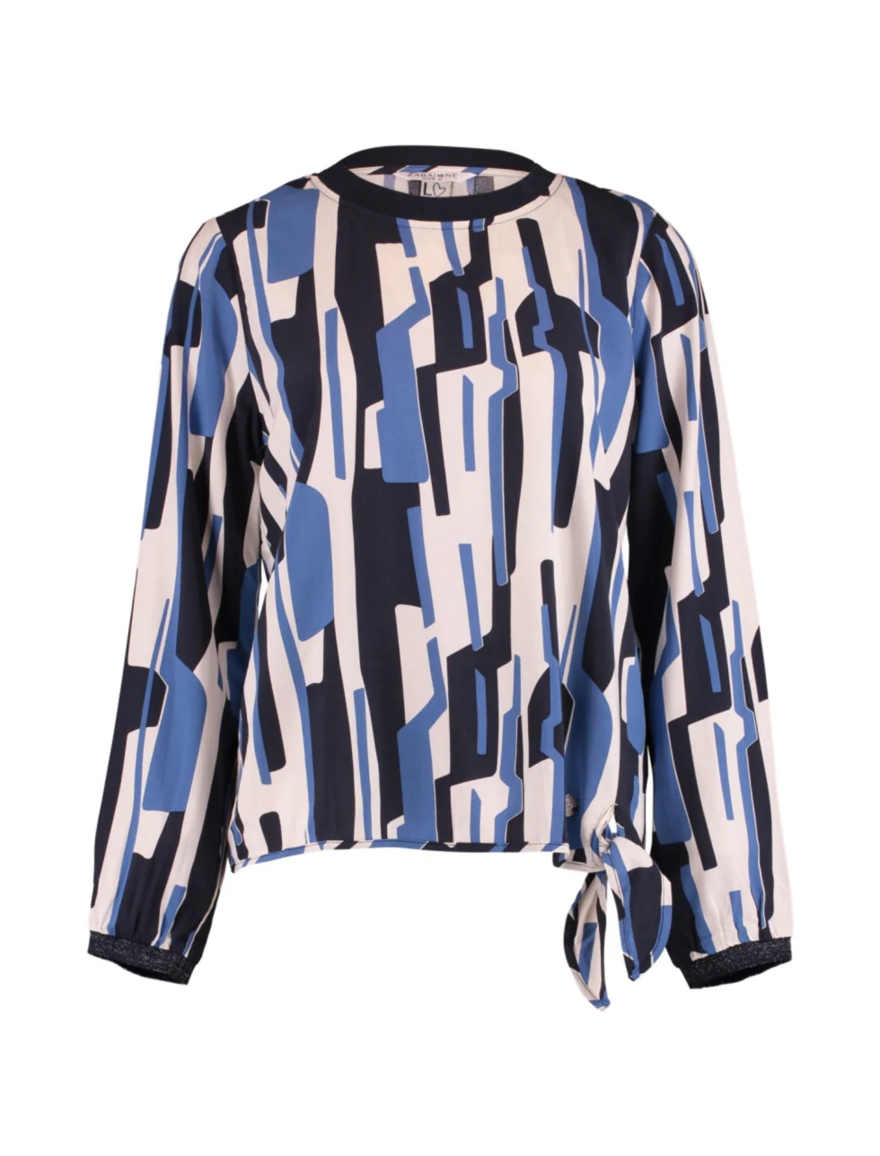 Isabella Navy Blue Patterned Blouse - Image 10