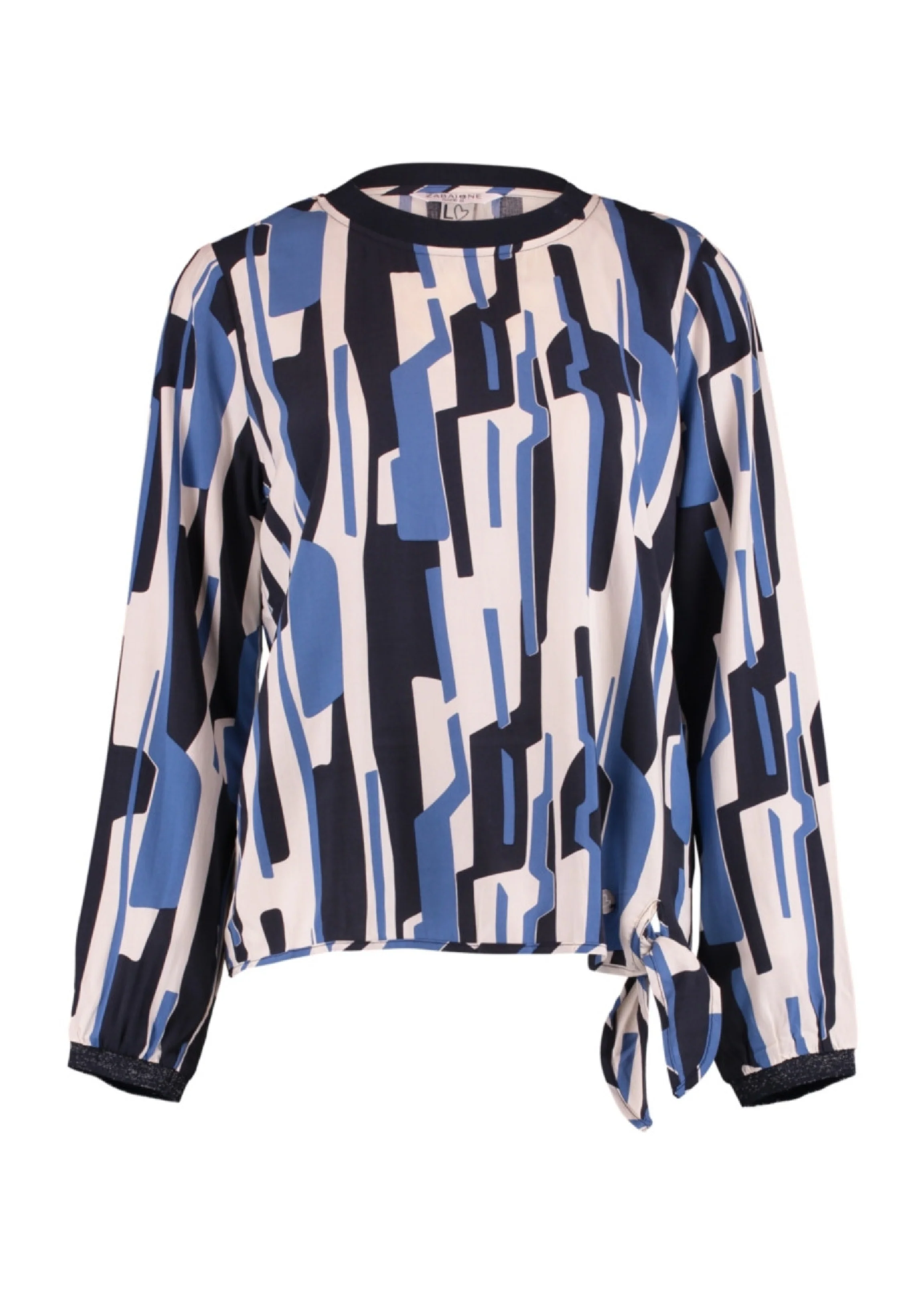 Isabella Navy Blue Patterned Blouse - Image 7