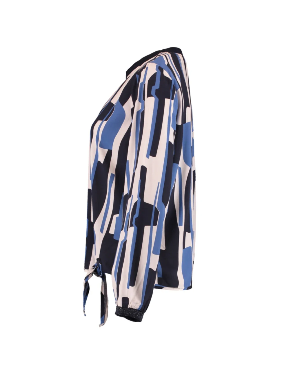 Isabella Navy Blue Patterned Blouse - Image 9