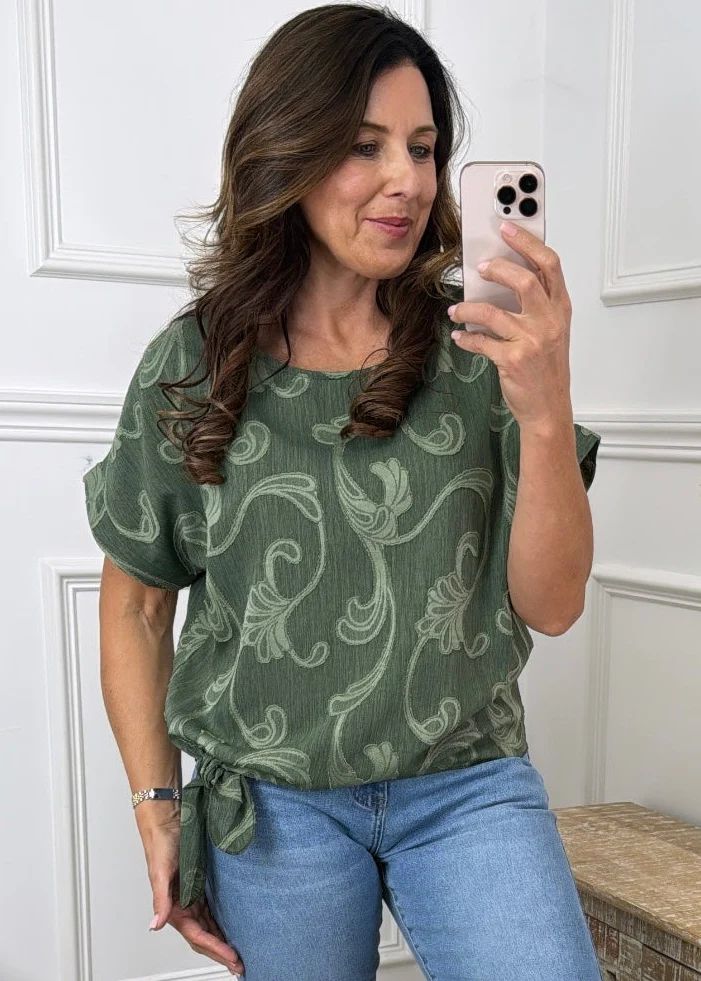 Jacky Khaki Embossed Top