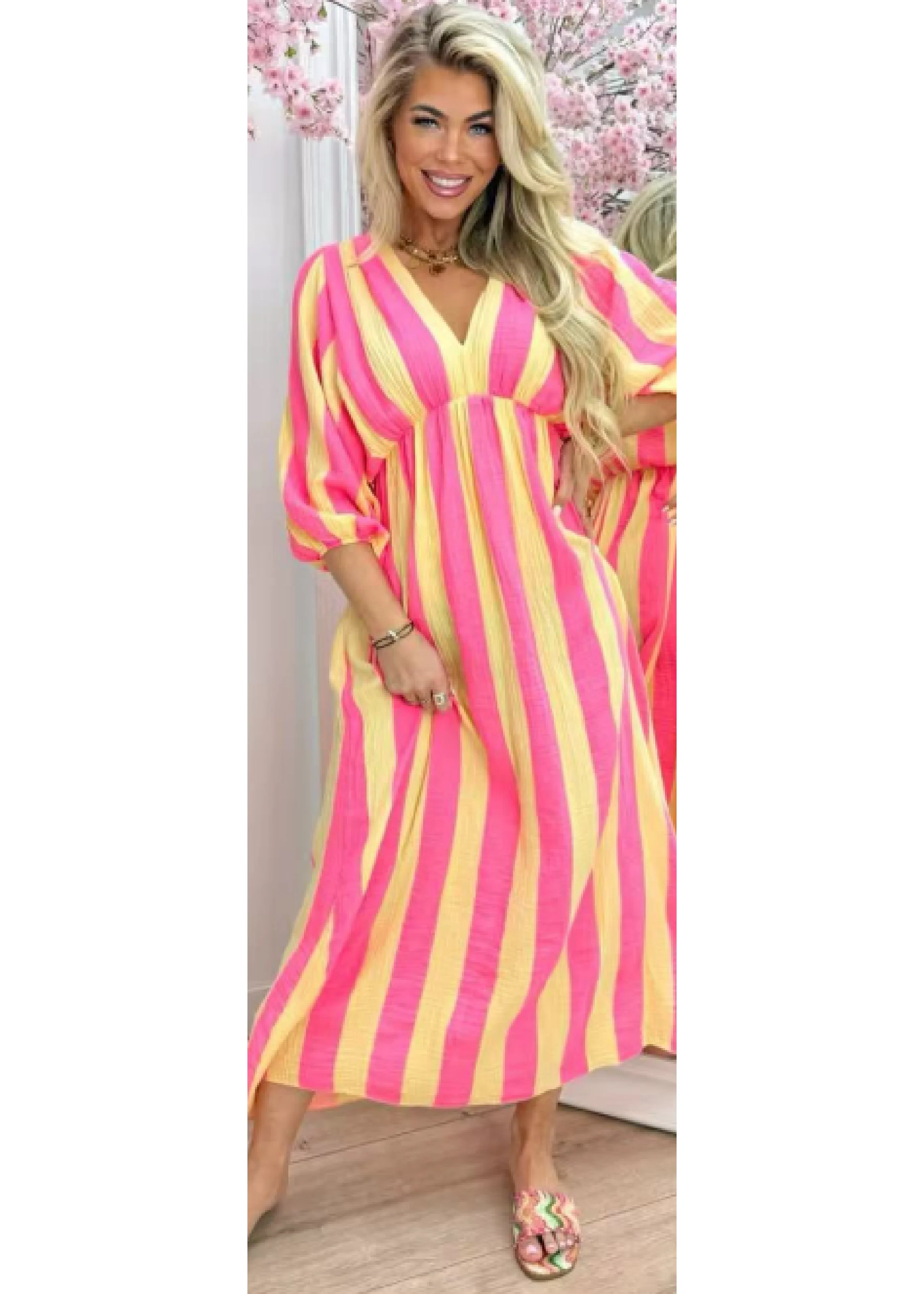 Jenny Yellow Striped Cheesecloth Dress - Image 3