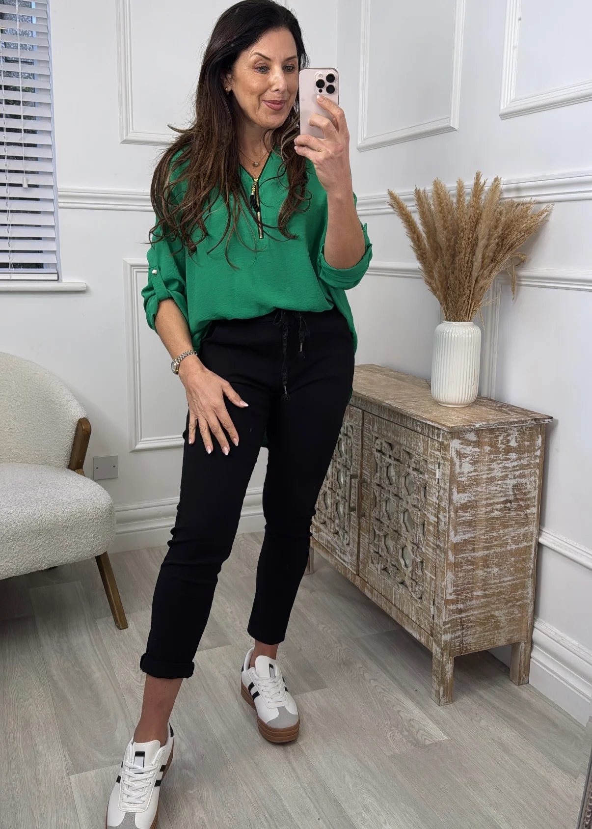 Jocasta Green Zip Detail Top - Image 3