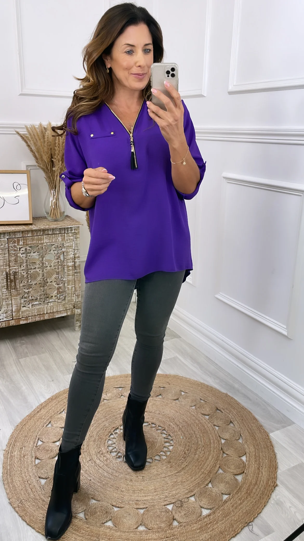 Jocasta Purple Zip Detail Top - Image 2