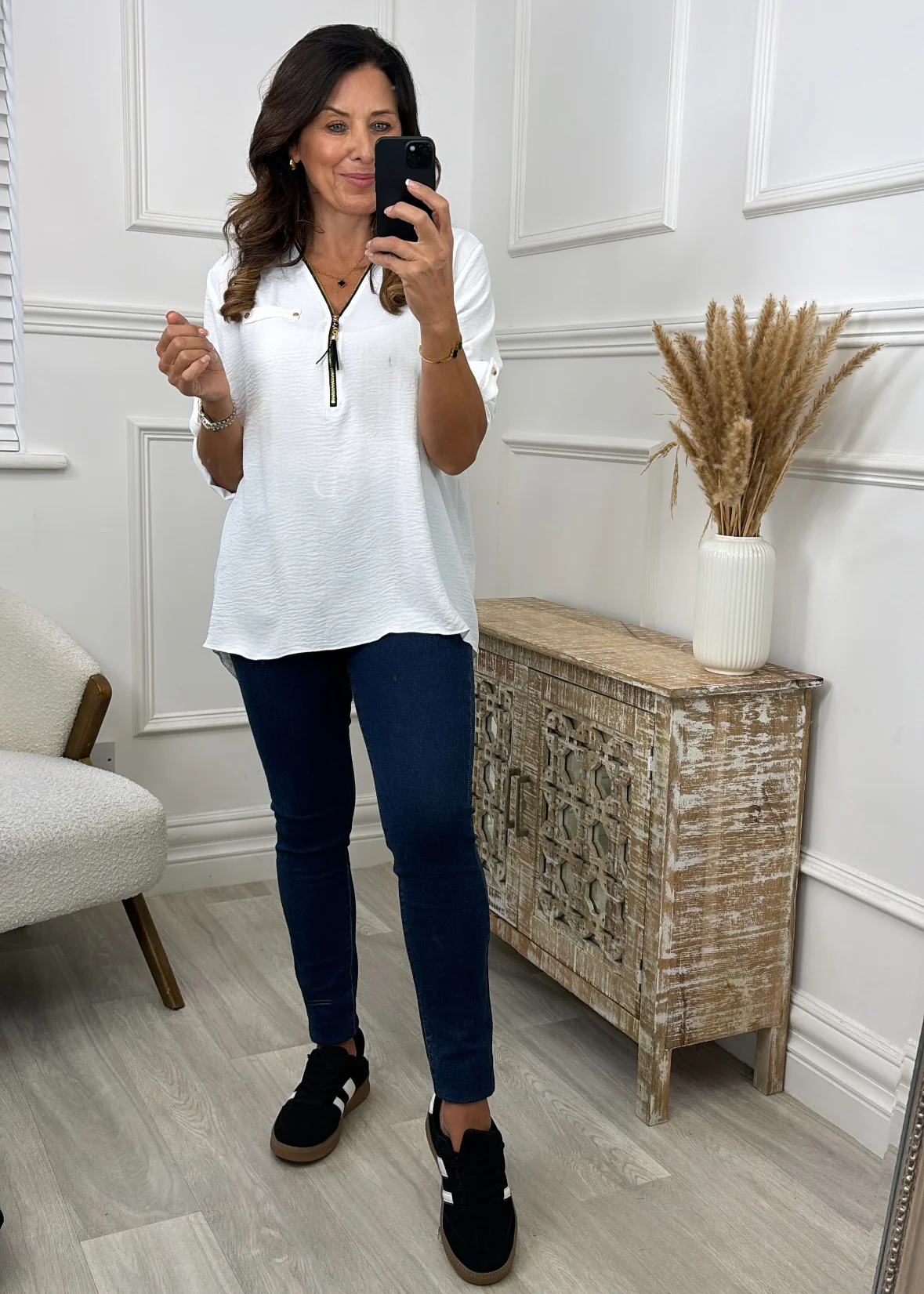 Jocasta White Zip Detail Top - Image 3