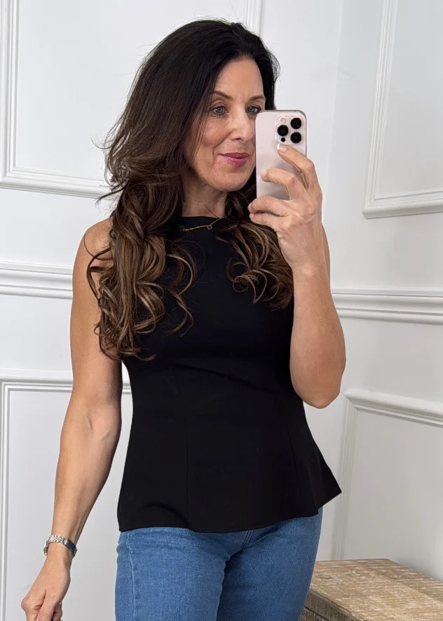 Josefin Black Peplum Top