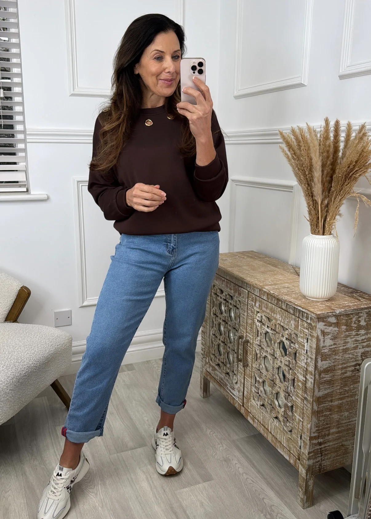 Katie Brown Gold Eyelet Sweatshirt - Image 5