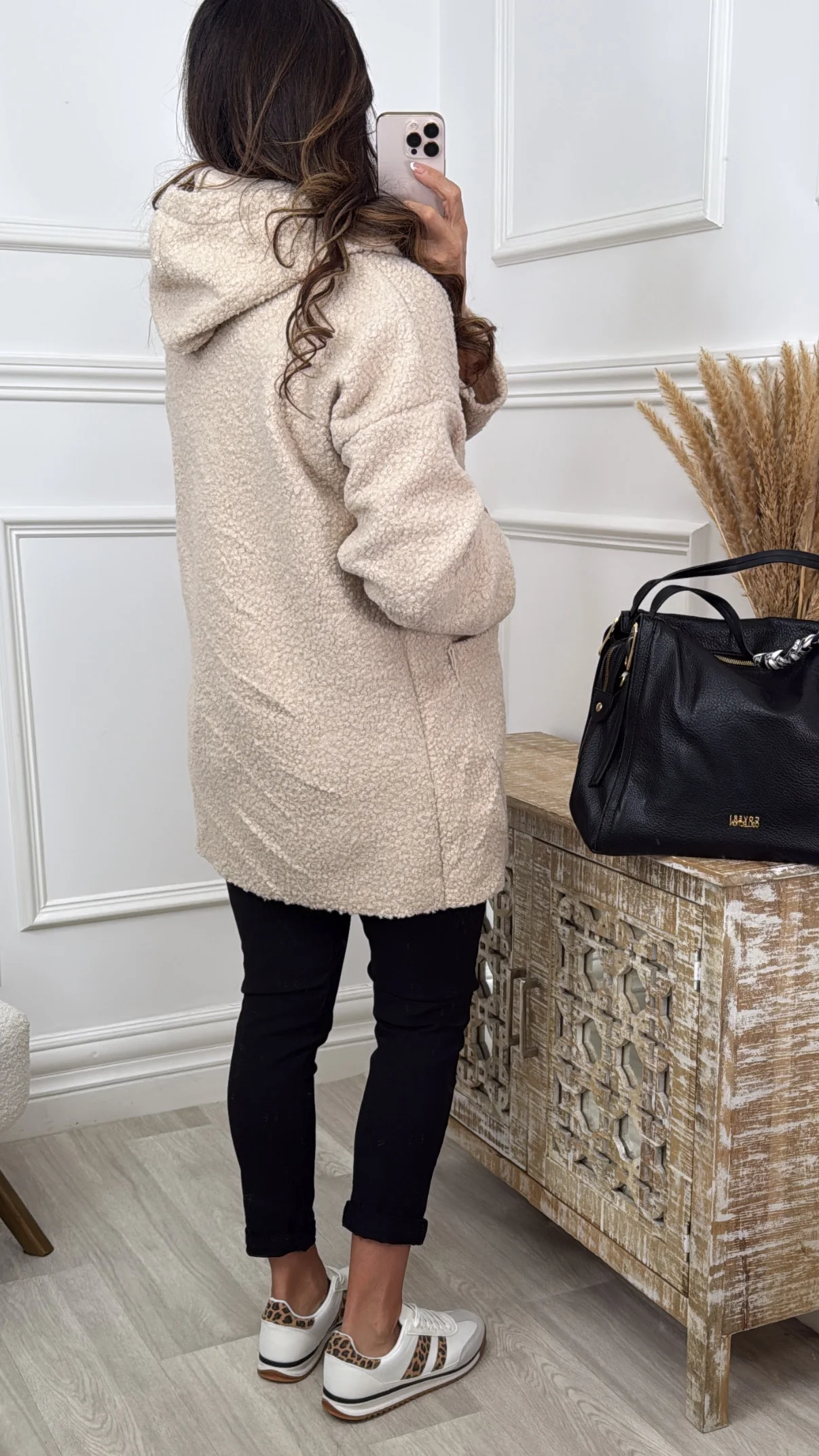 Kylie Beige Hooded Coatigan - Image 4