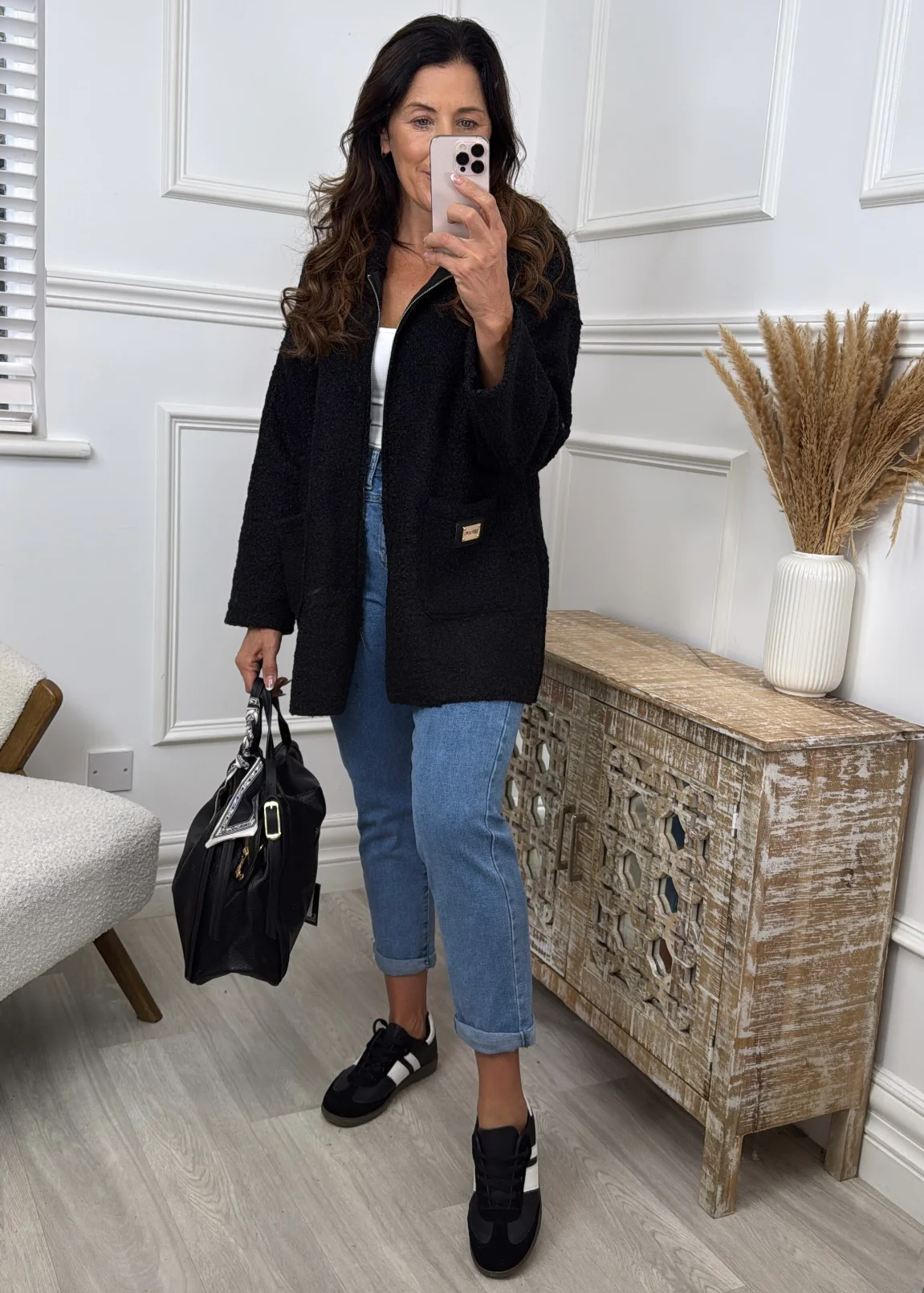 Kylie Black Hooded Coatigan - Image 3