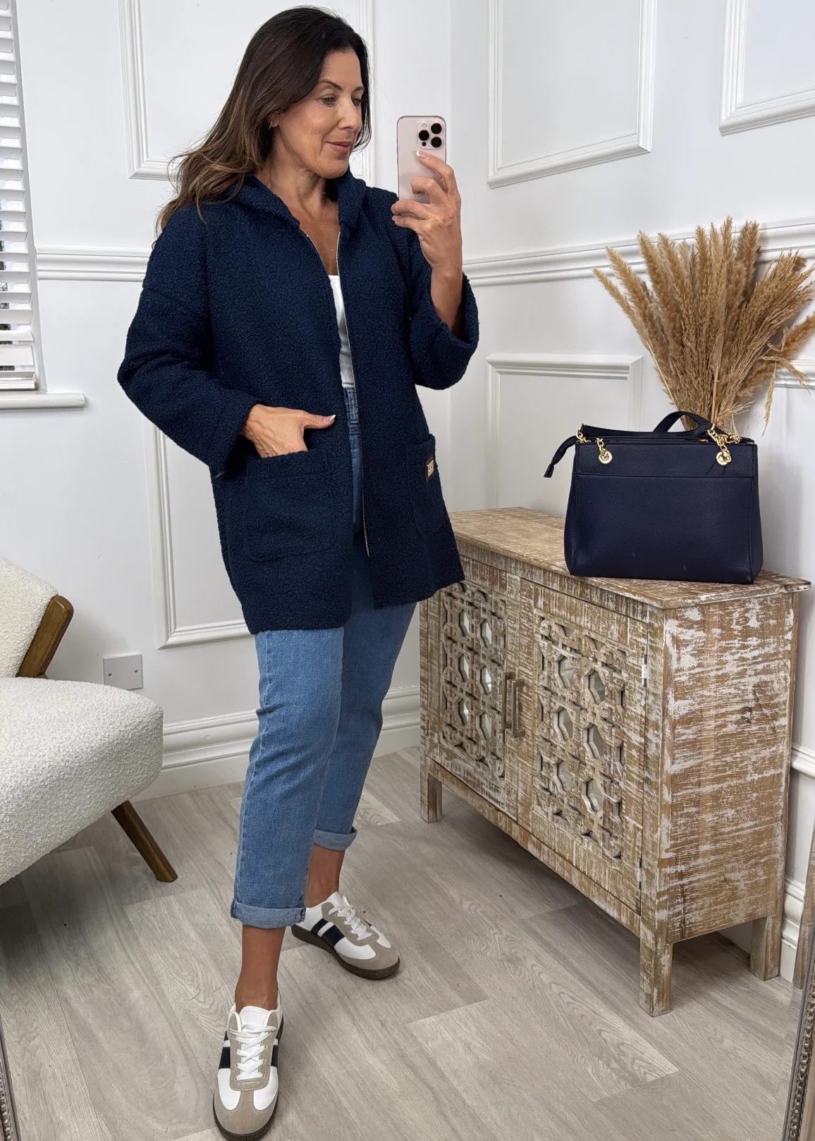 Kylie Navy Hooded Coatigan - Image 2