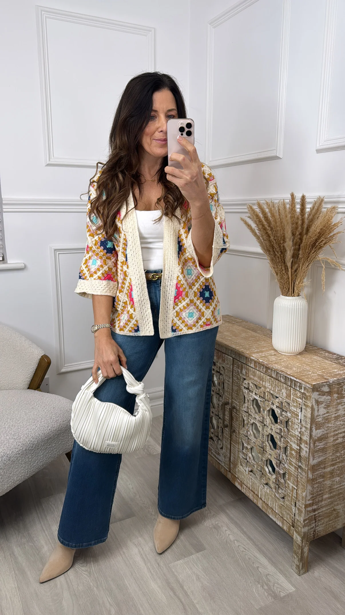 Kym Mustard Crochet Knit Cardigan - Image 2
