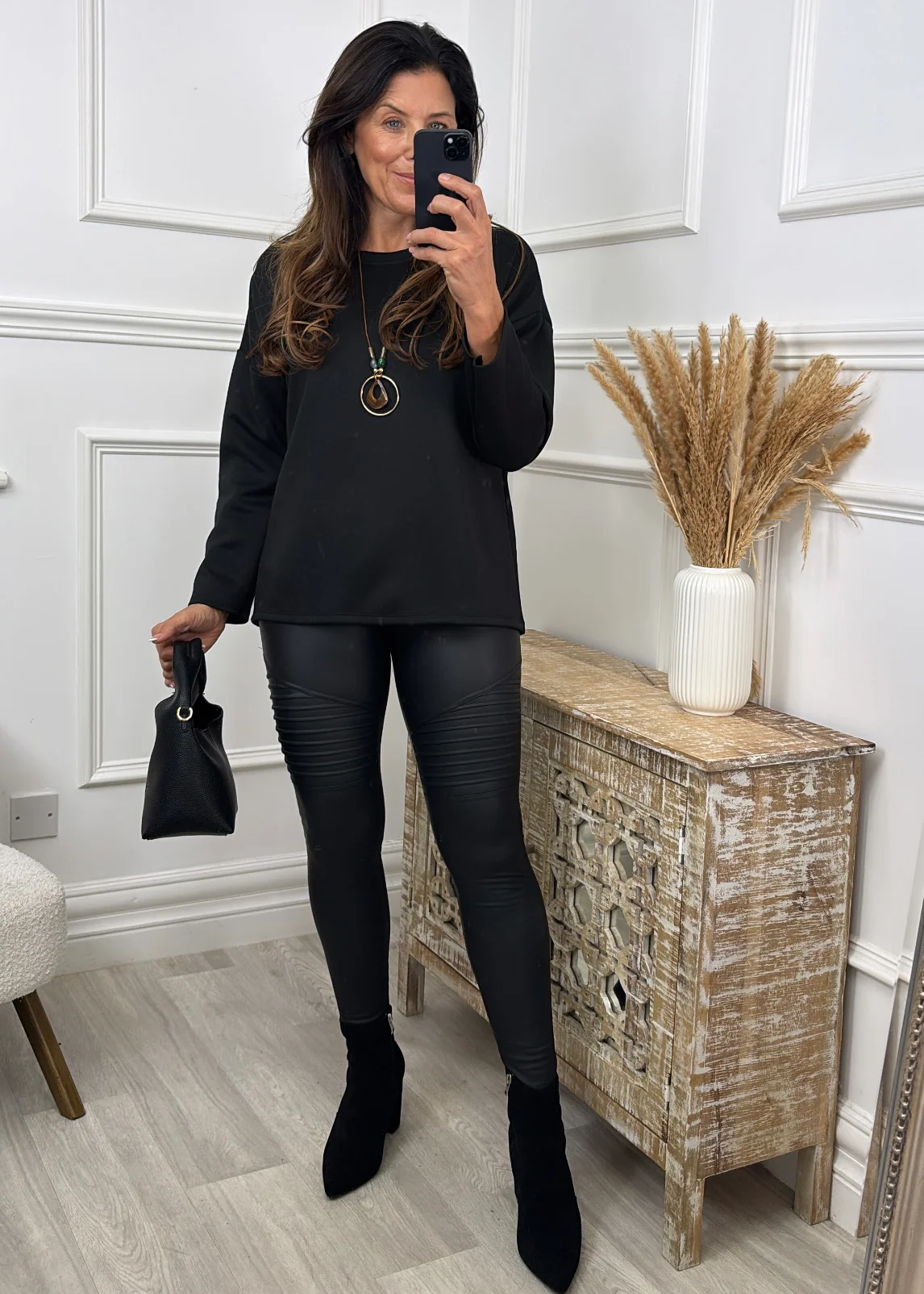 Laure Black Longline Necklace Top
