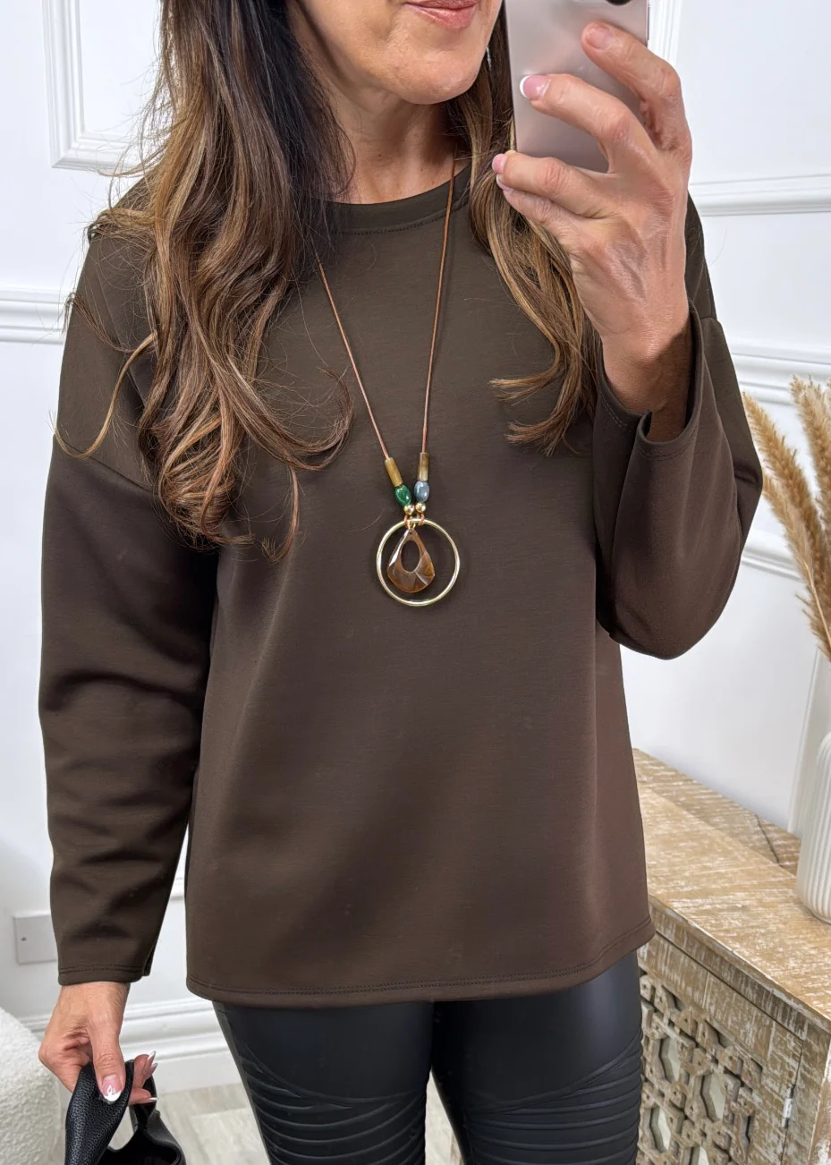 Laure Brown Longline Necklace Top - Image 2