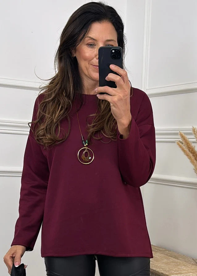 Laure Wine Longline Necklace Top
