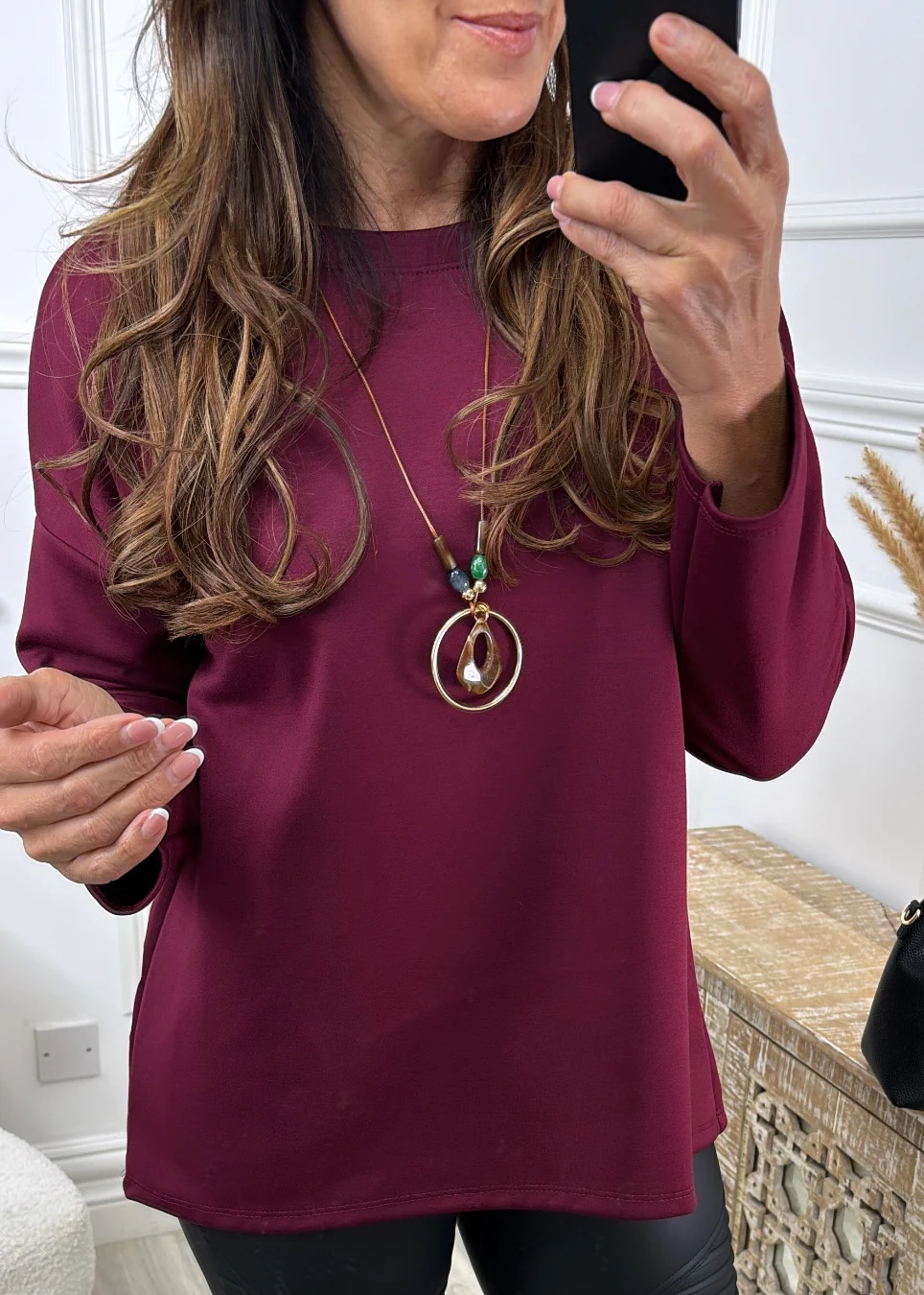 Laure Wine Longline Necklace Top - Image 2