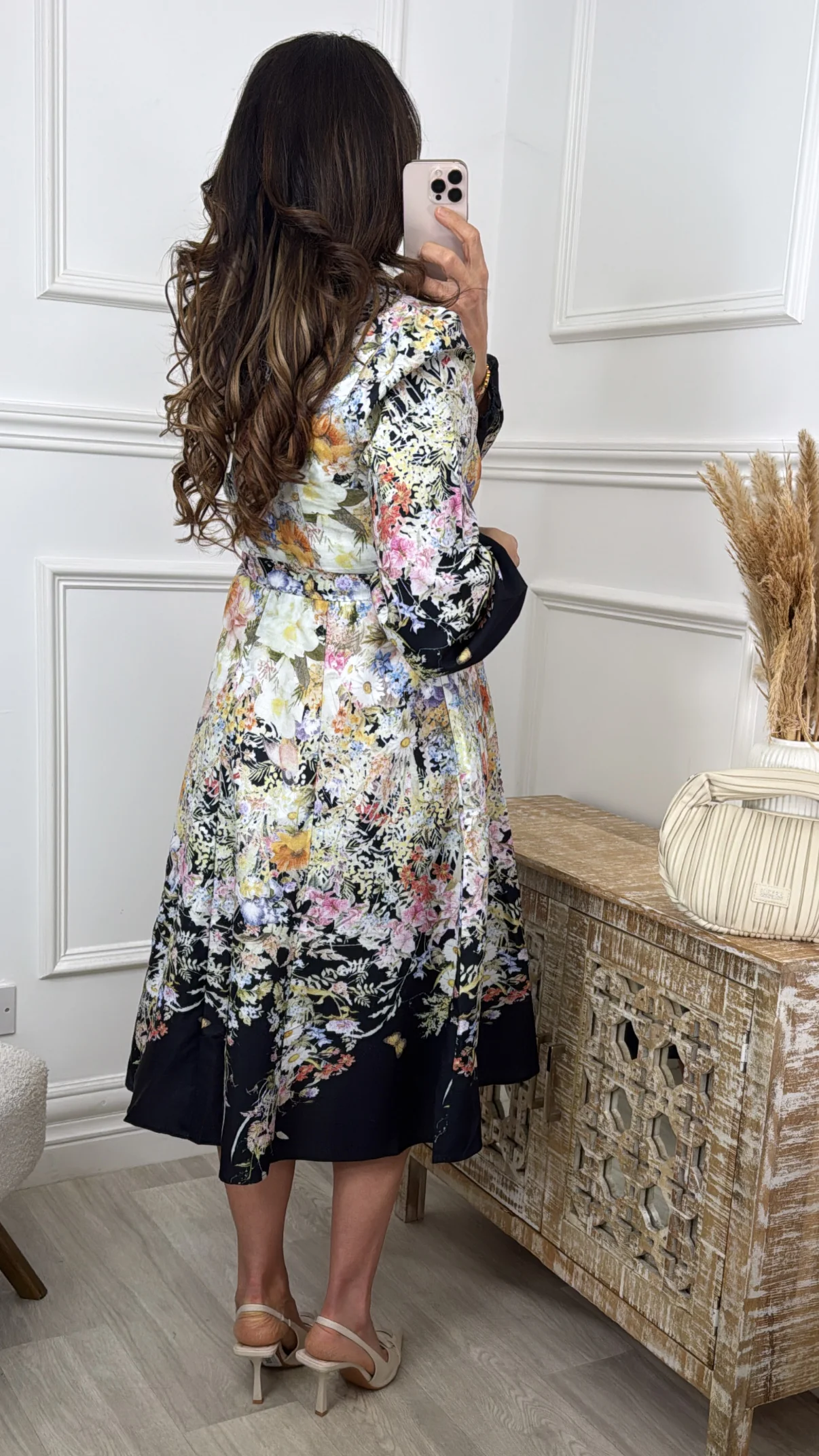Lavinia Black Floral Midi Dress - Image 4