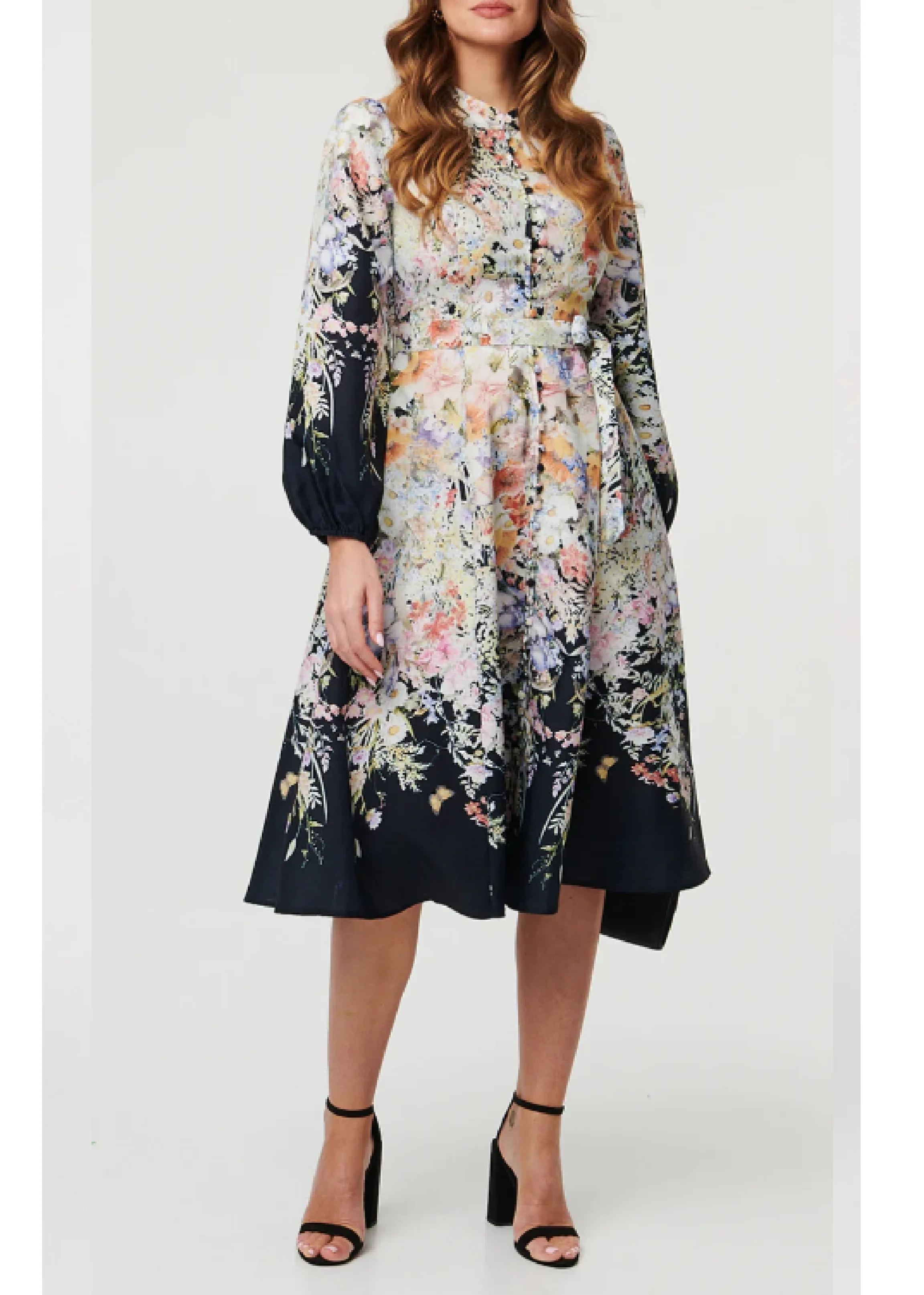 Lavinia Black Floral Midi Dress - Image 5