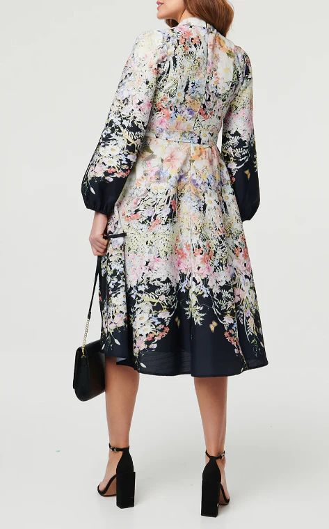 Lavinia Black Floral Midi Dress - Image 6