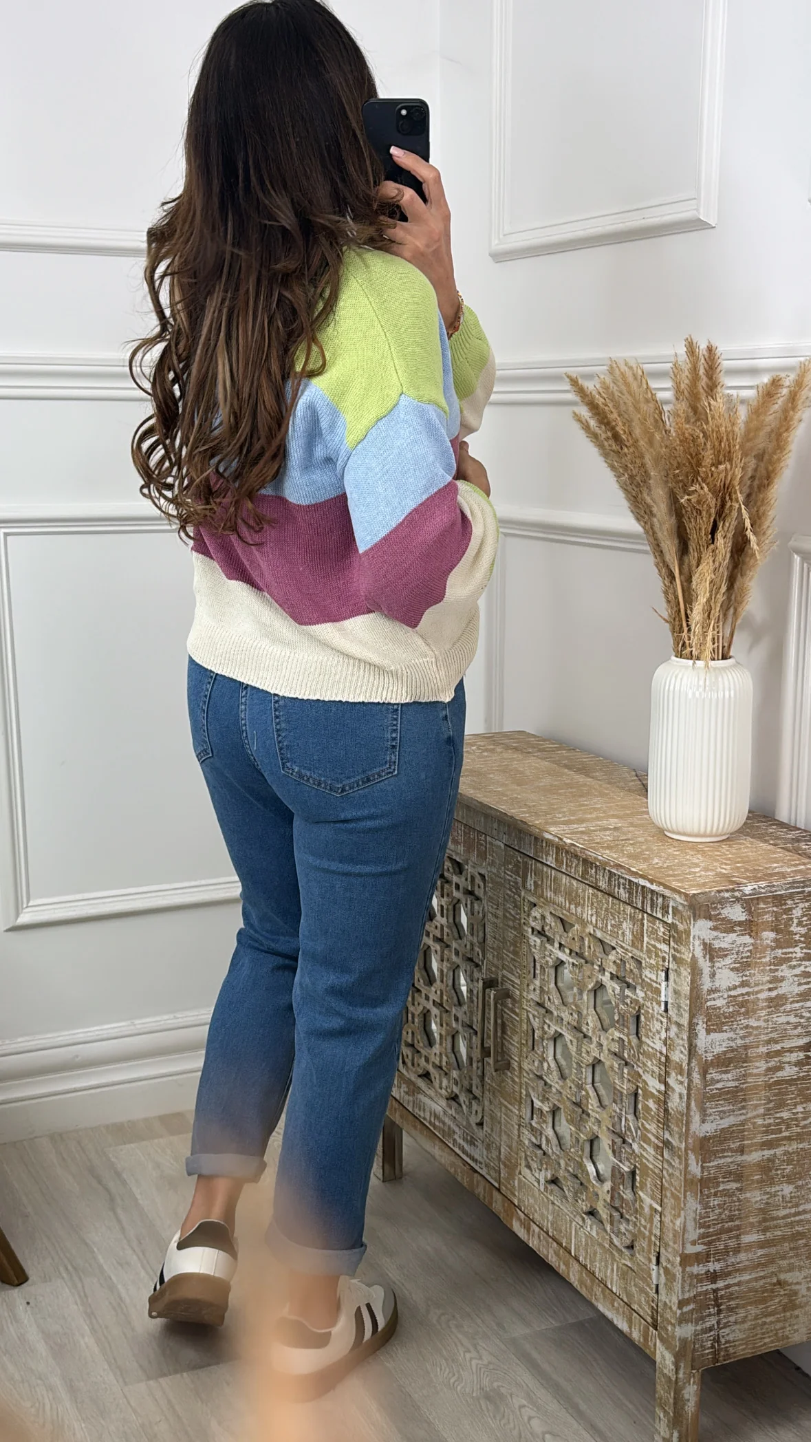 Layla Lime Wide Stripe Jumper - Image 3