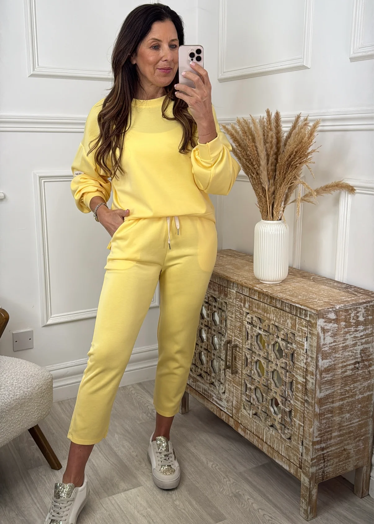 Liana Yellow Dropped Sleeved Sweatshirt Set - Image 5